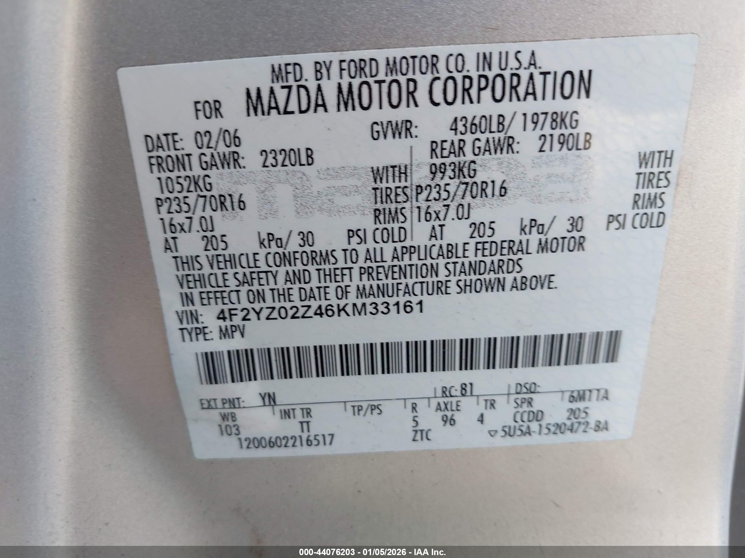 MAZDA TRIBUTE image 9