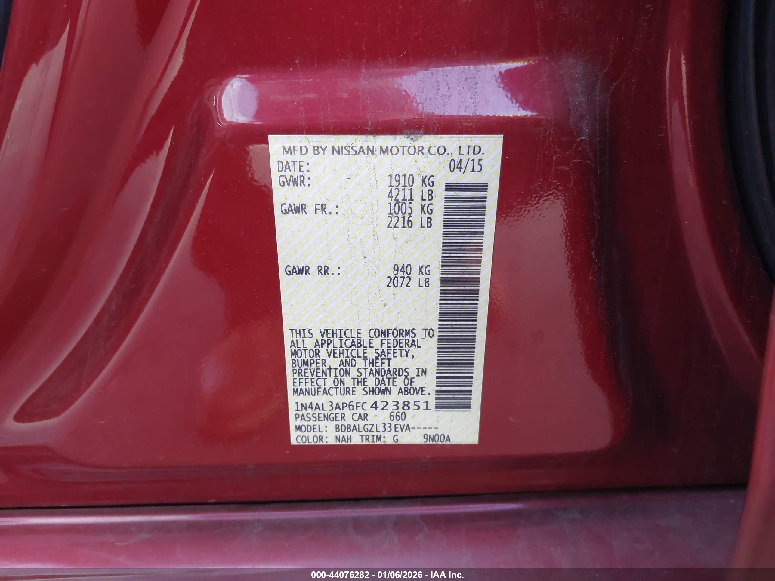 NISSAN ALTIMA image 9