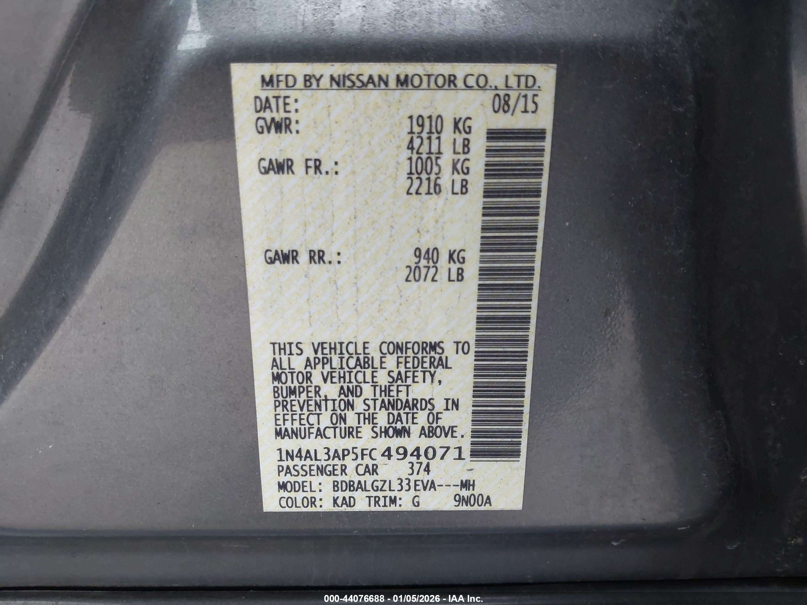 NISSAN ALTIMA image 9