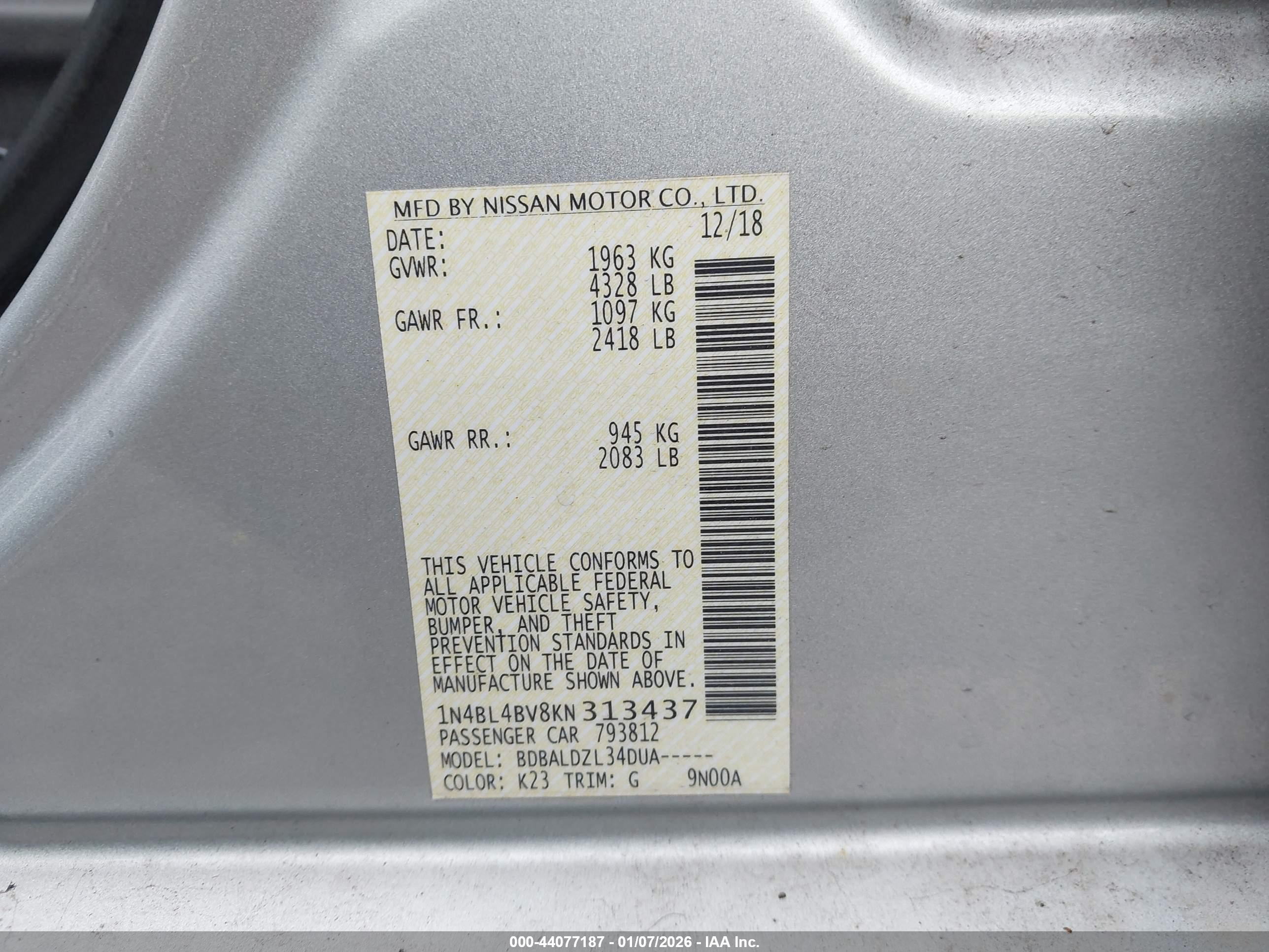 NISSAN ALTIMA image 9
