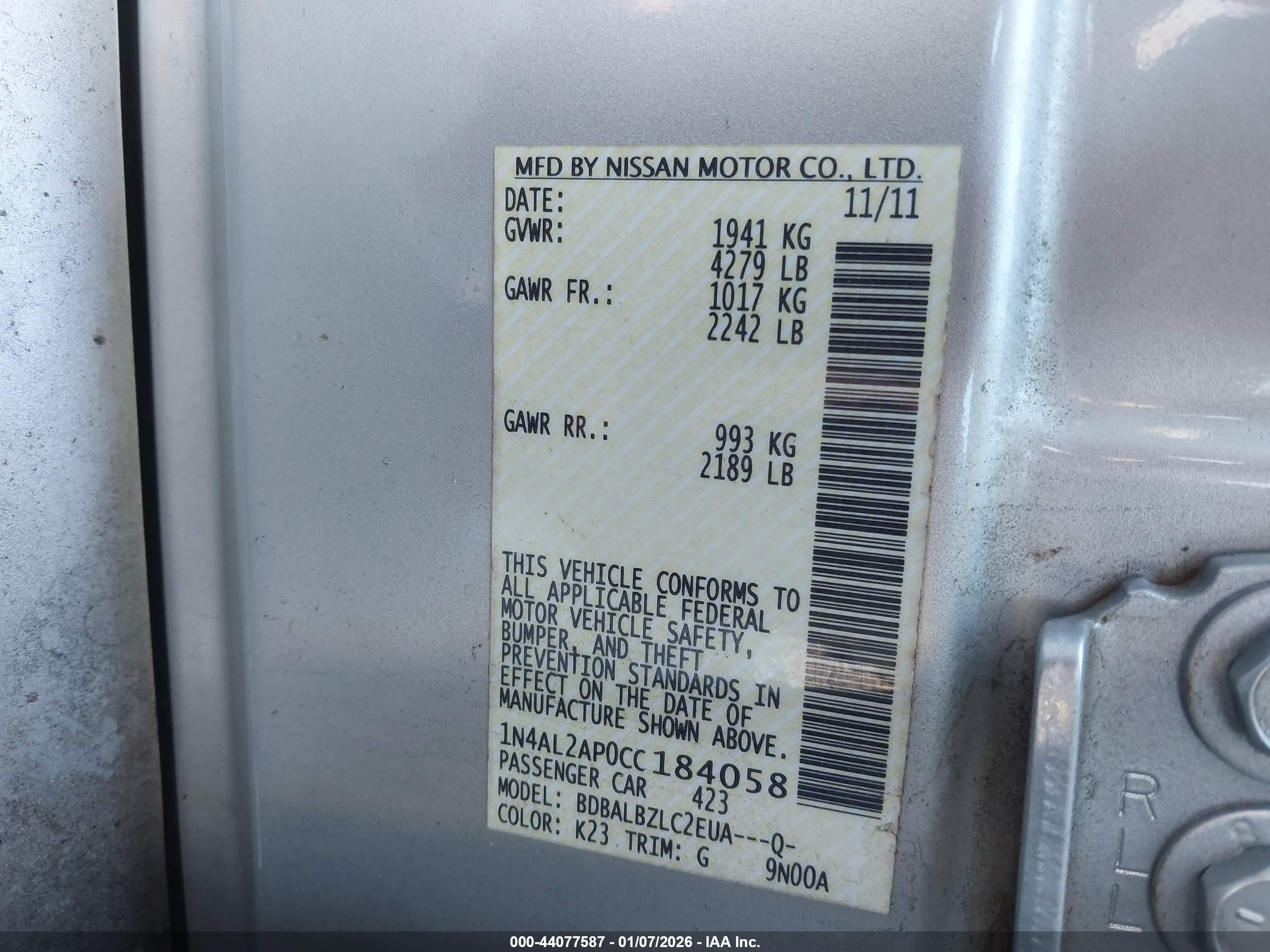 NISSAN ALTIMA image 9