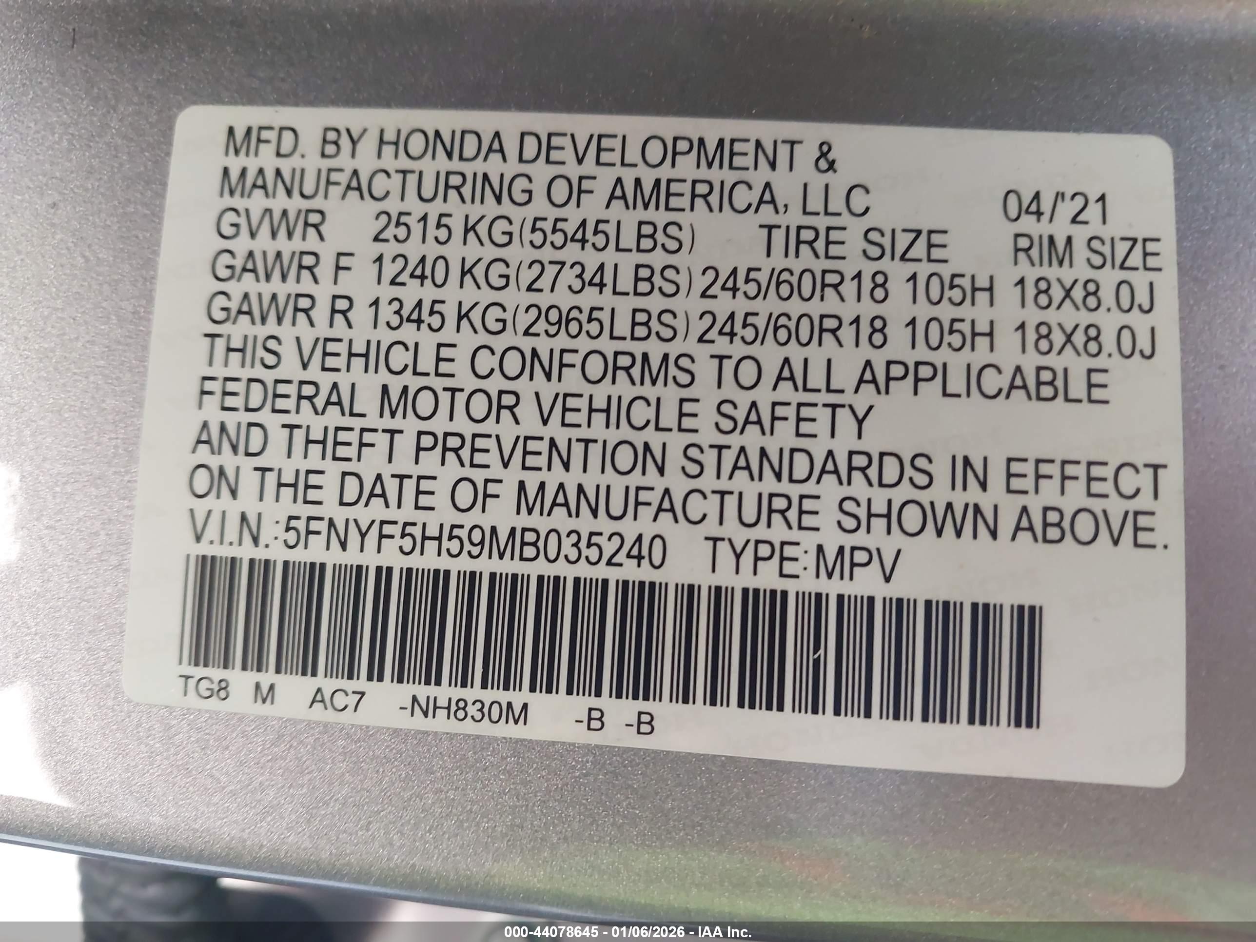 HONDA PILOT image 9