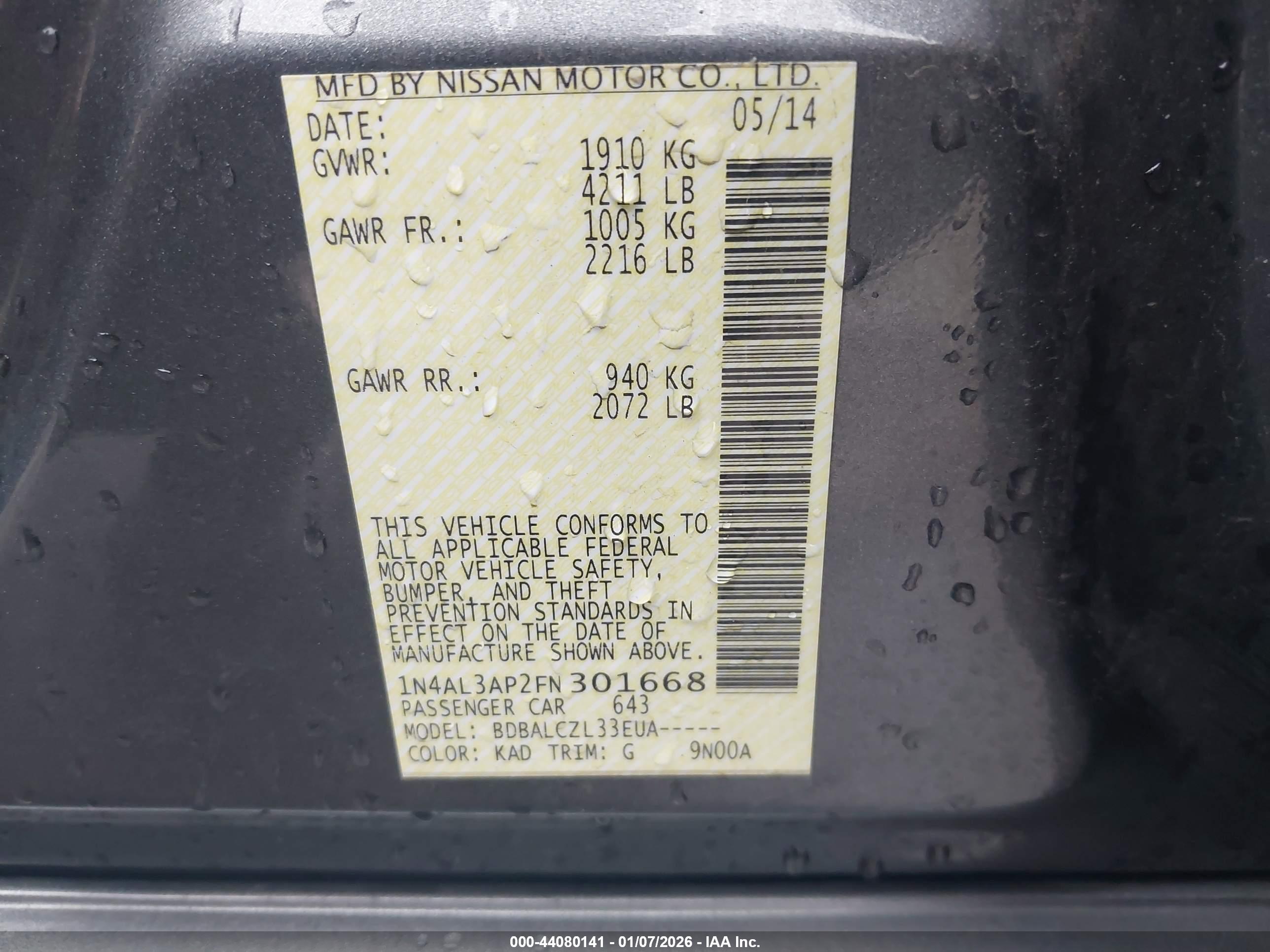 NISSAN ALTIMA image 9
