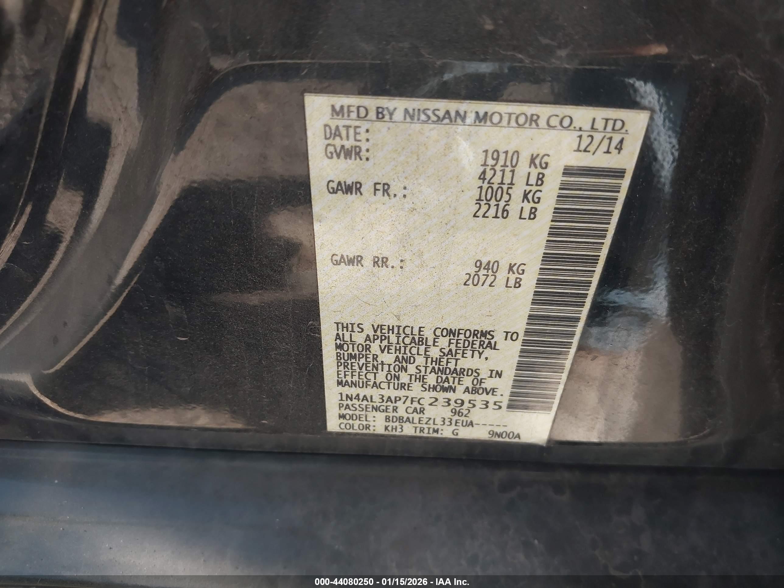 NISSAN ALTIMA image 9