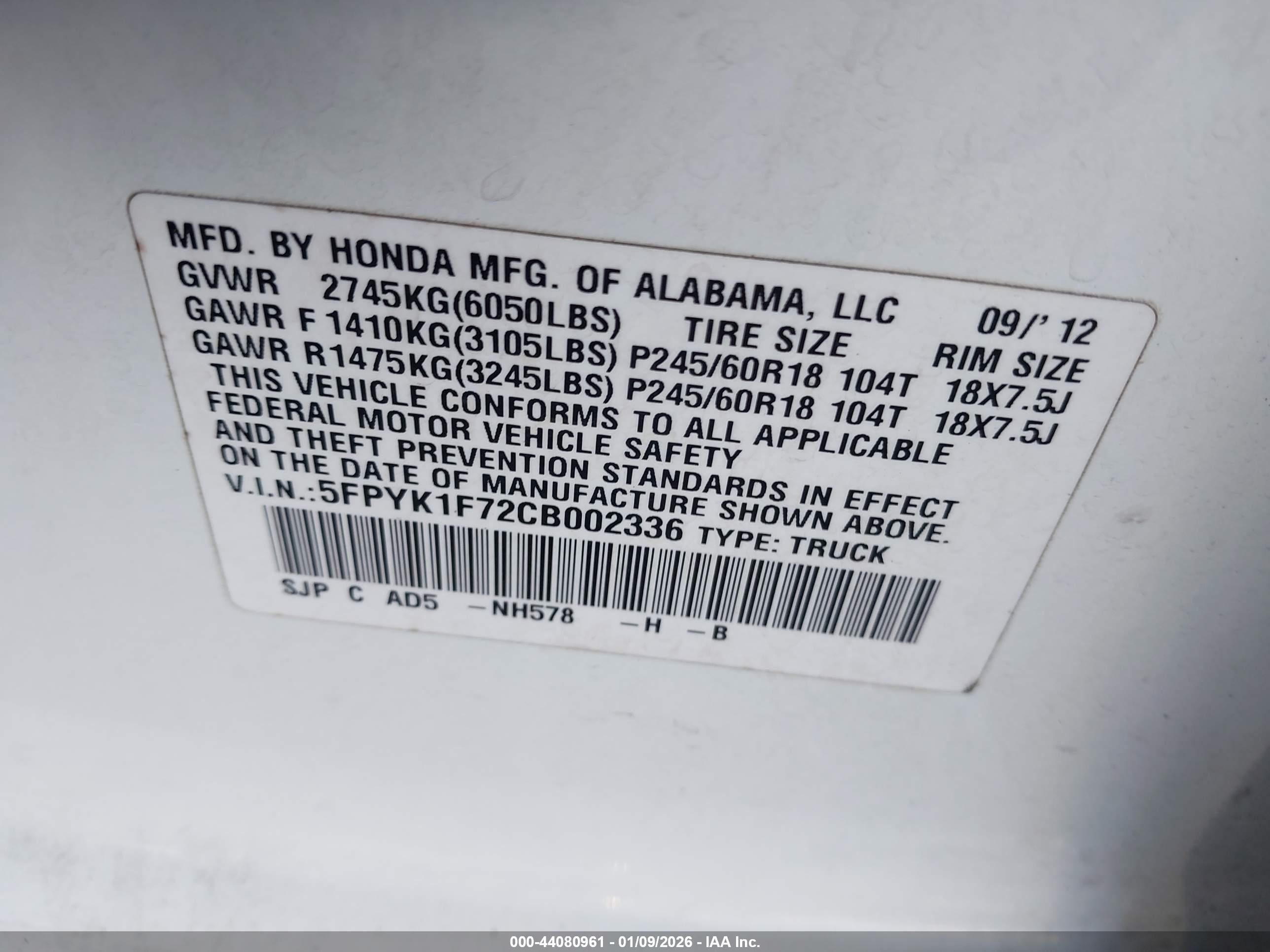 HONDA RIDGELINE image 9