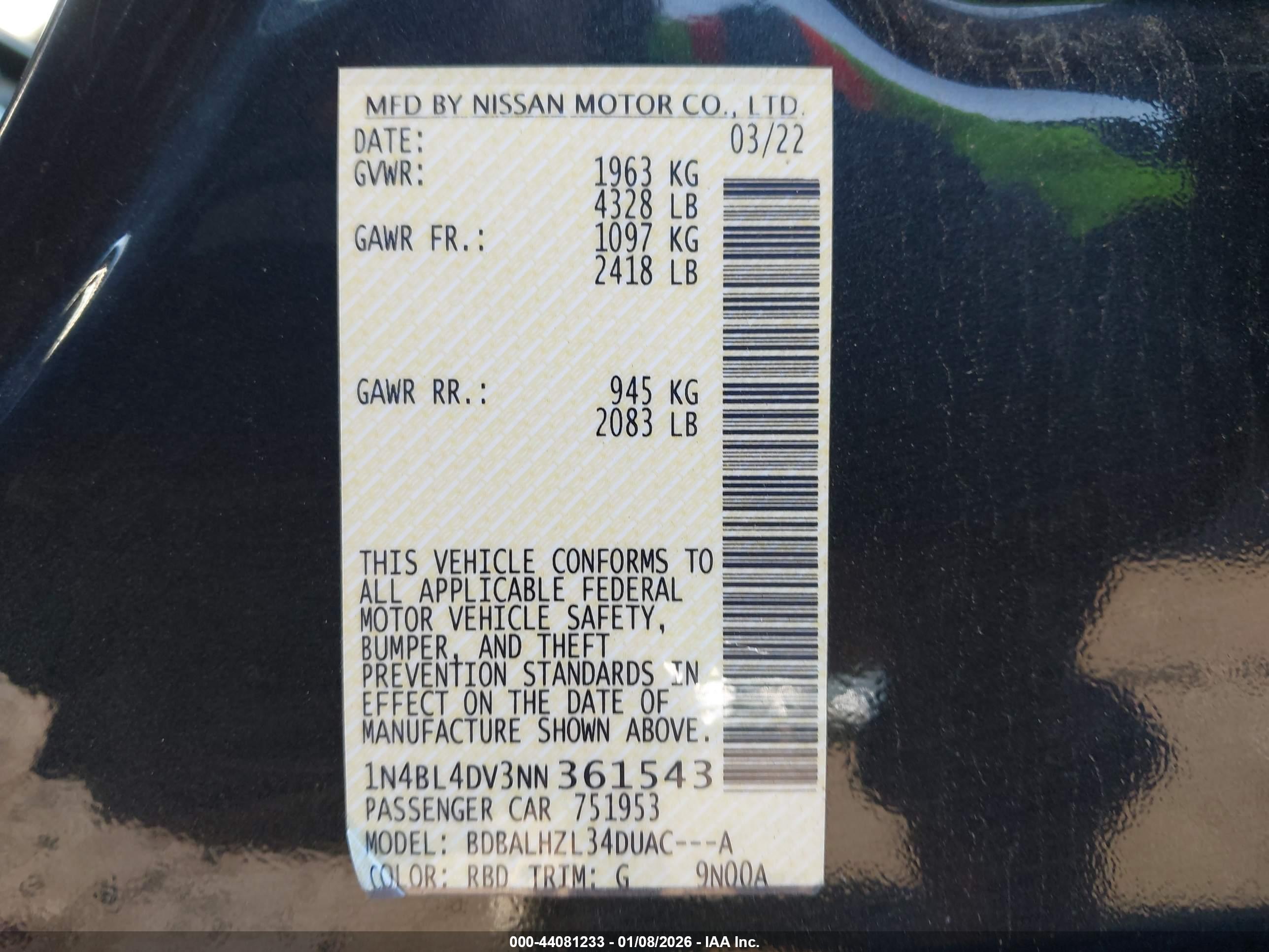 NISSAN ALTIMA image 9