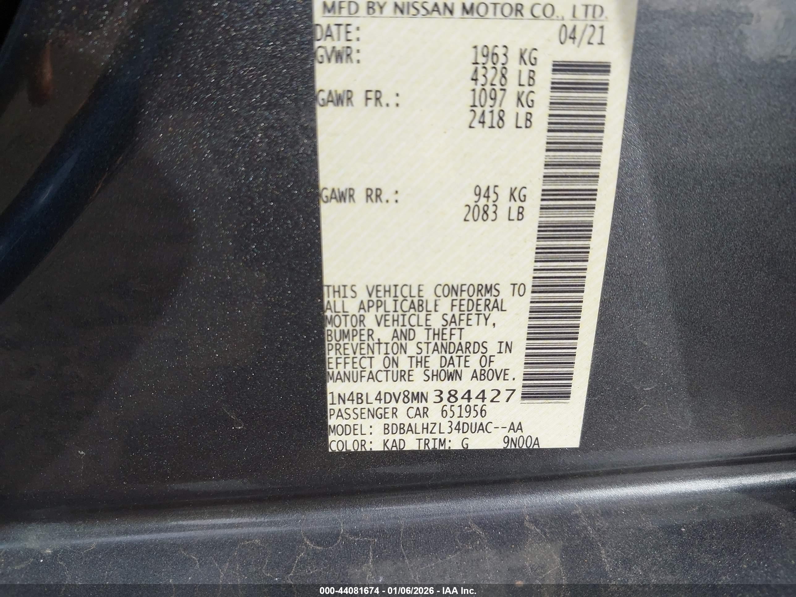 NISSAN ALTIMA image 9