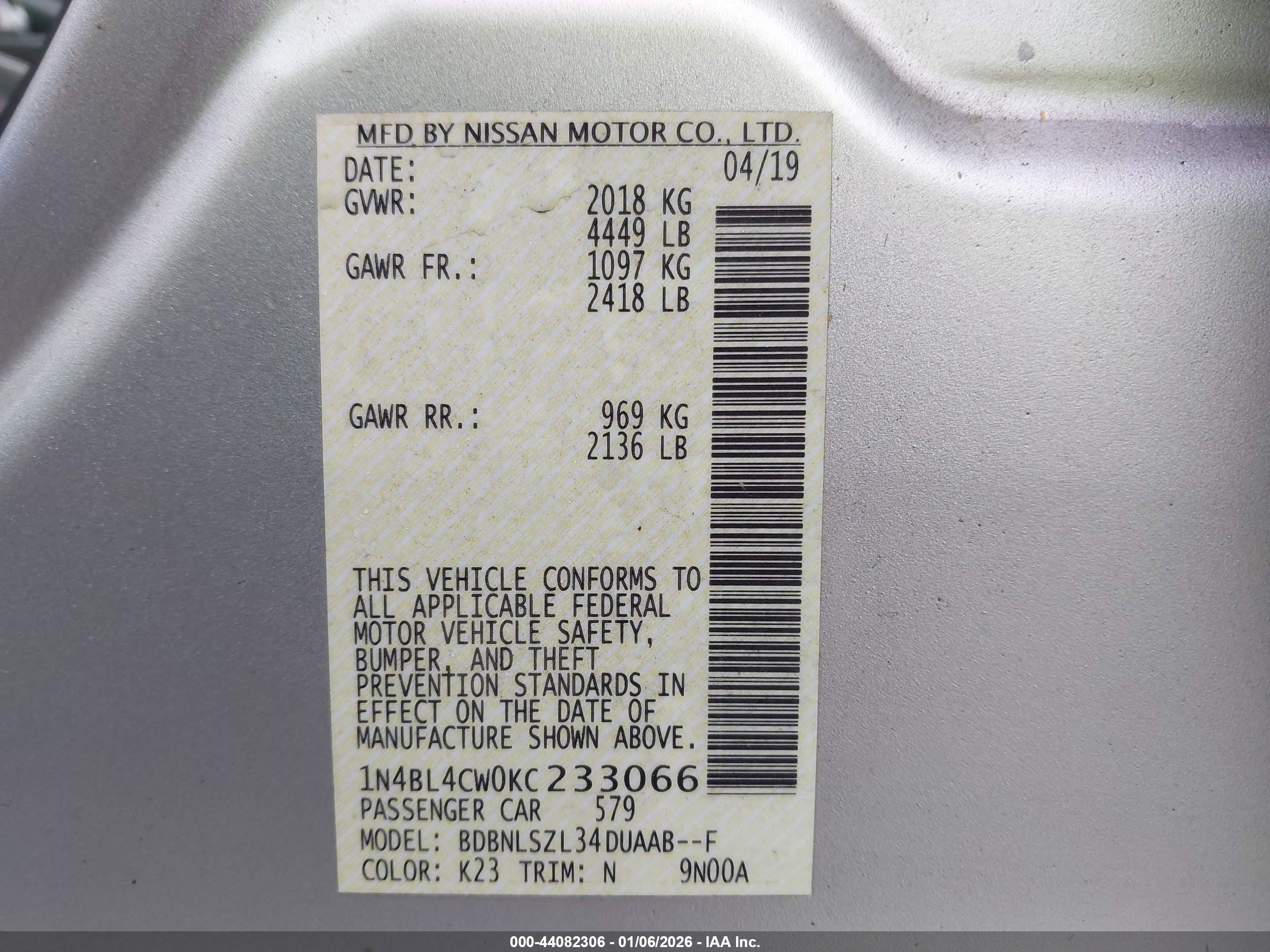 NISSAN ALTIMA image 9