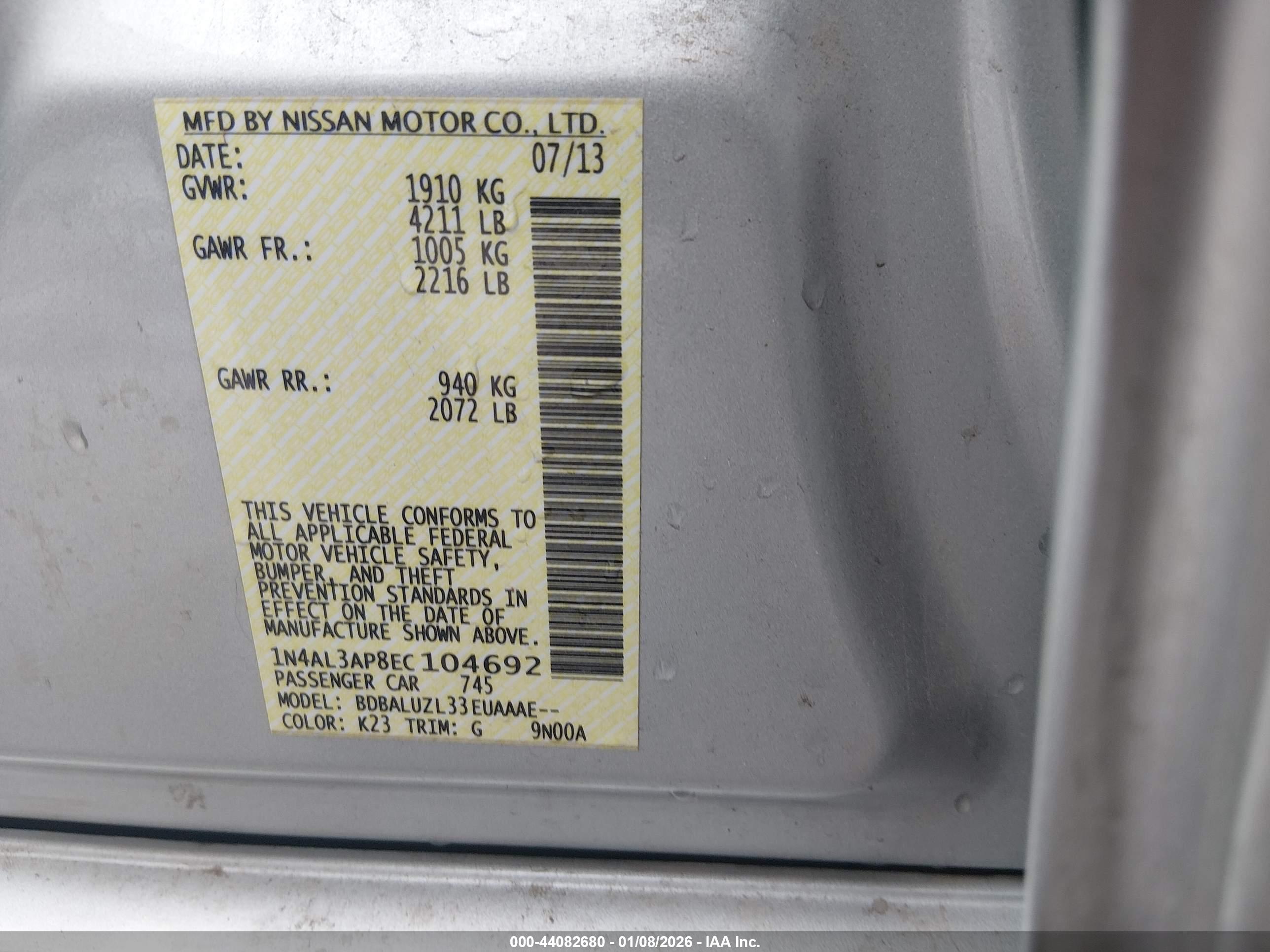 NISSAN ALTIMA image 9