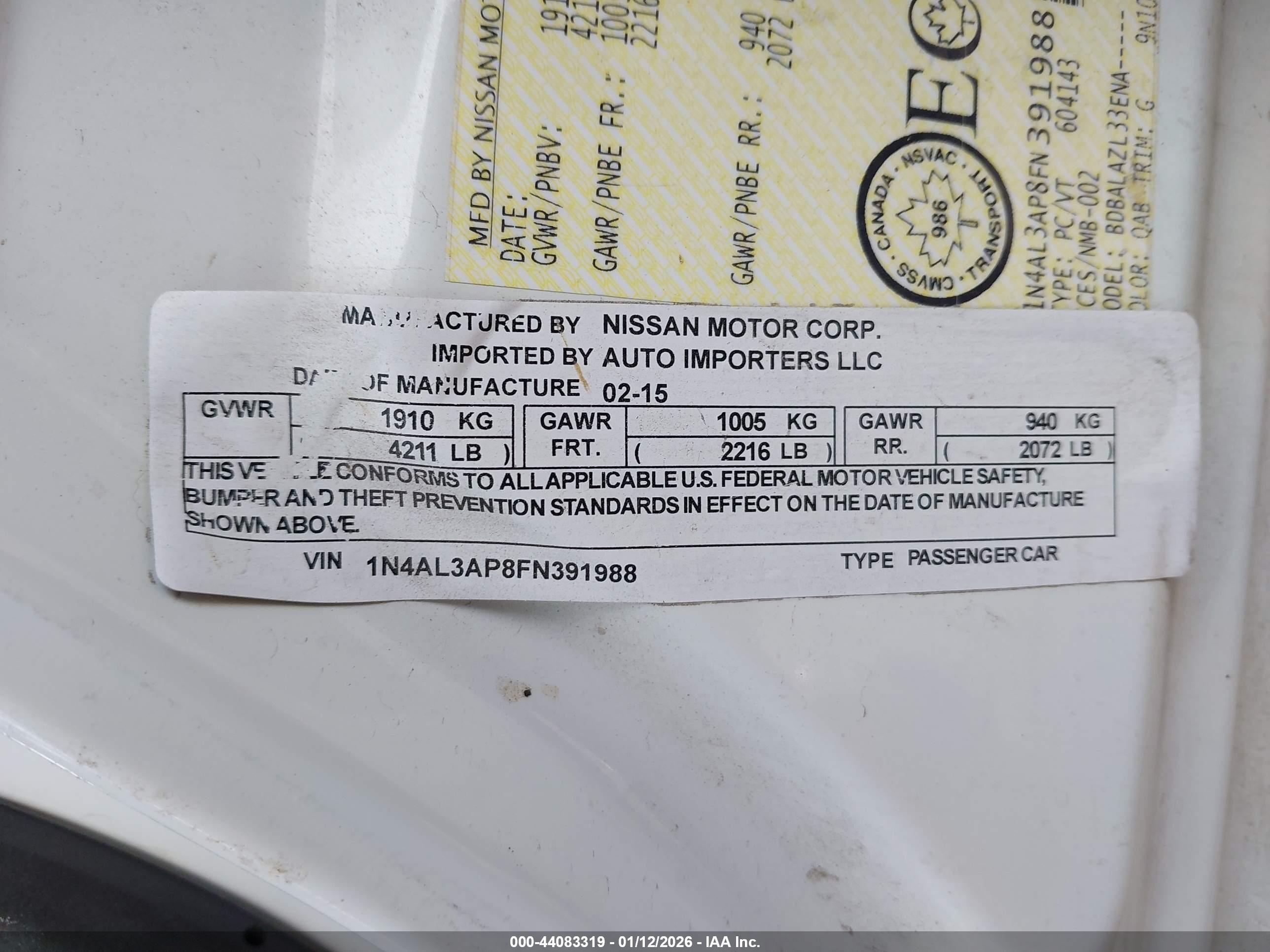 NISSAN ALTIMA image 9
