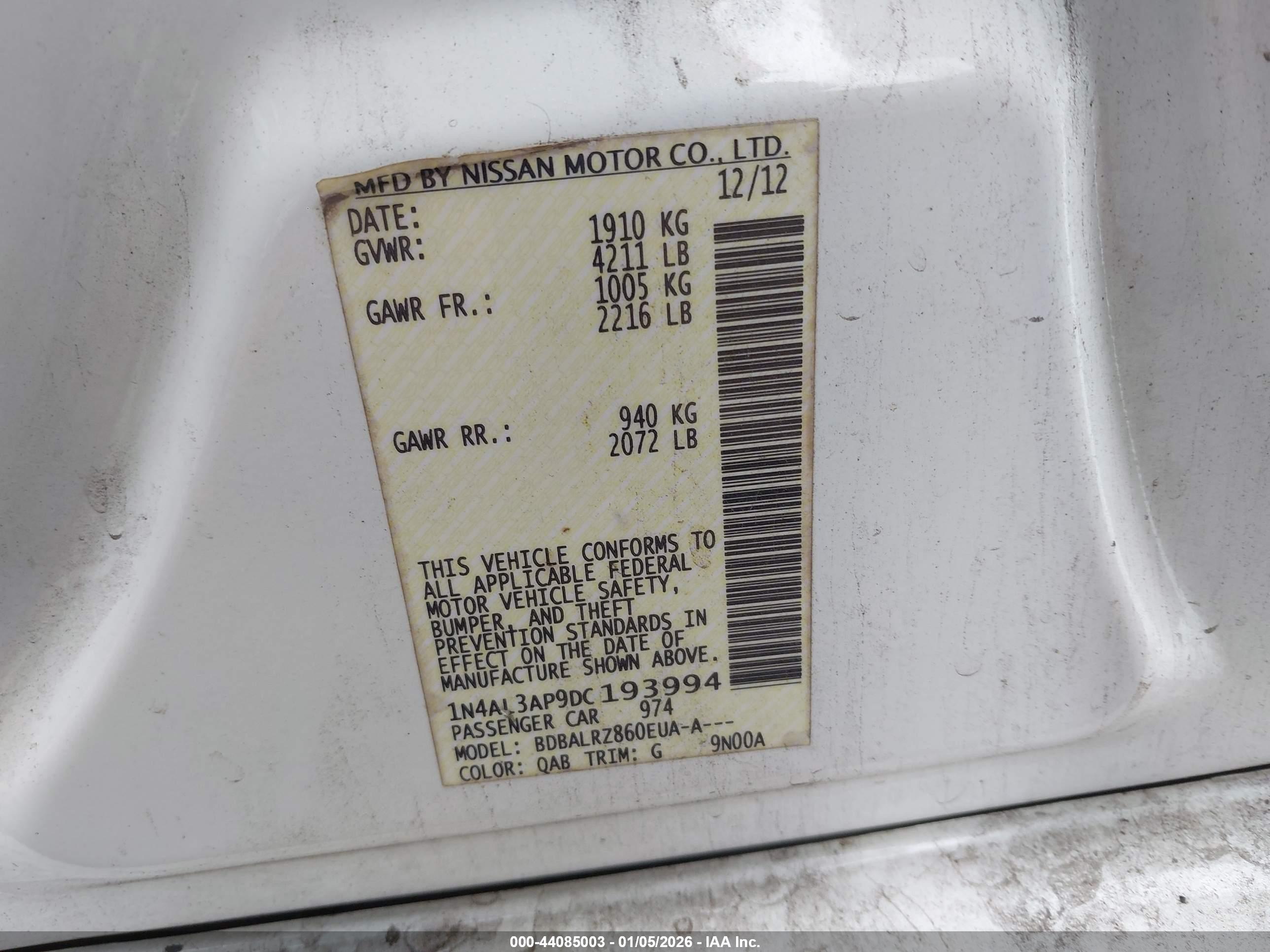 NISSAN ALTIMA image 9