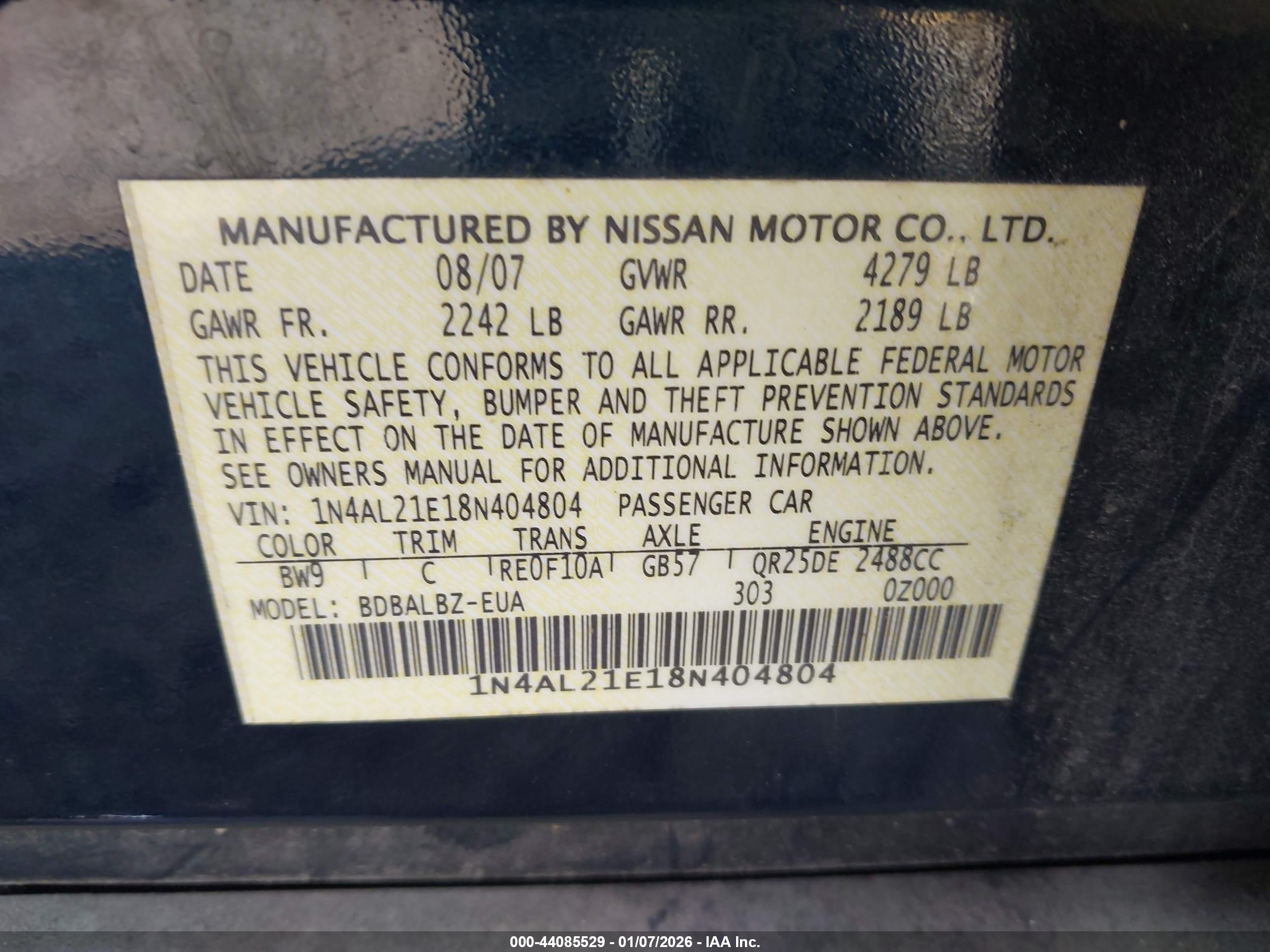 NISSAN ALTIMA image 9