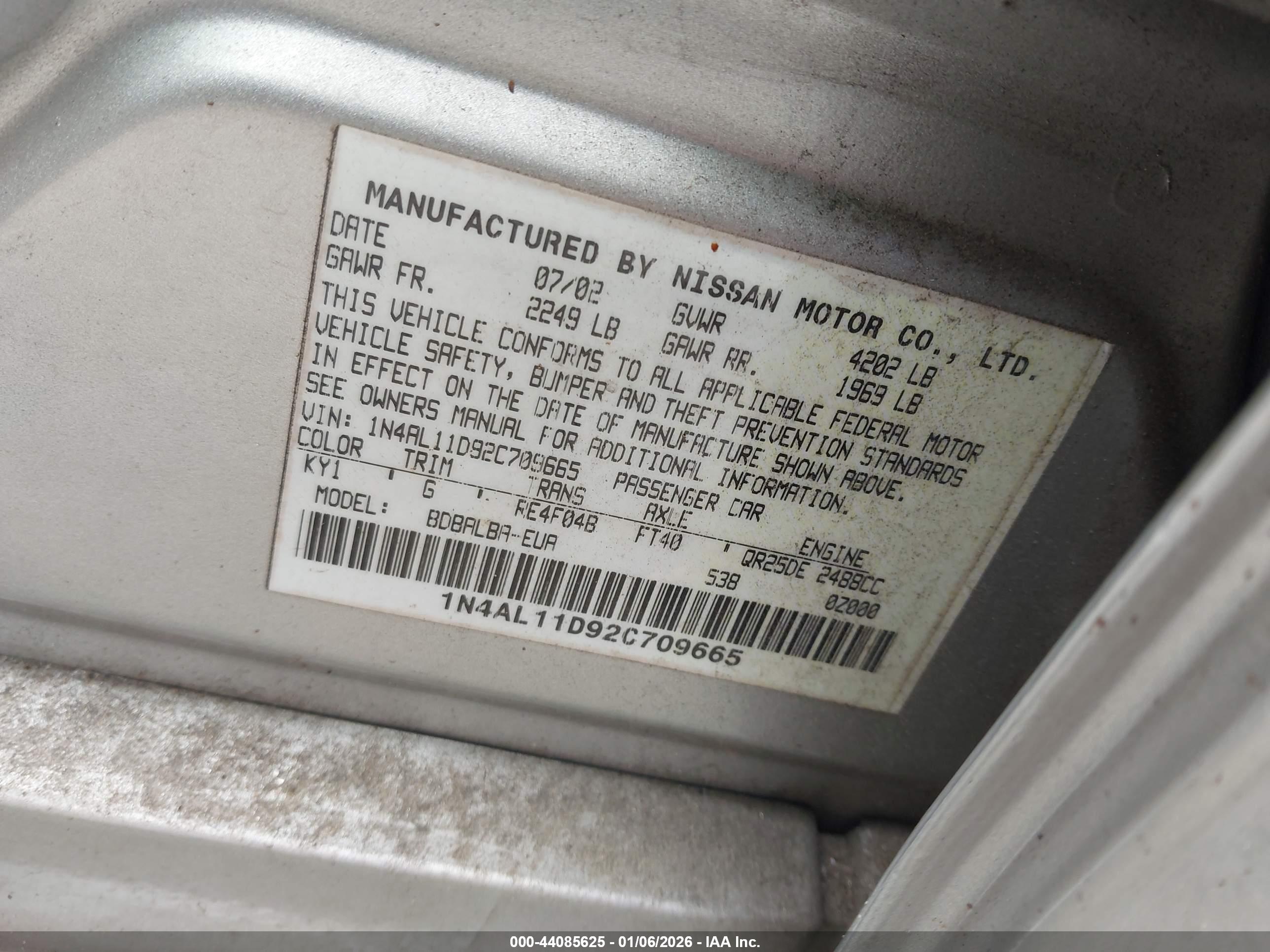 NISSAN ALTIMA image 9