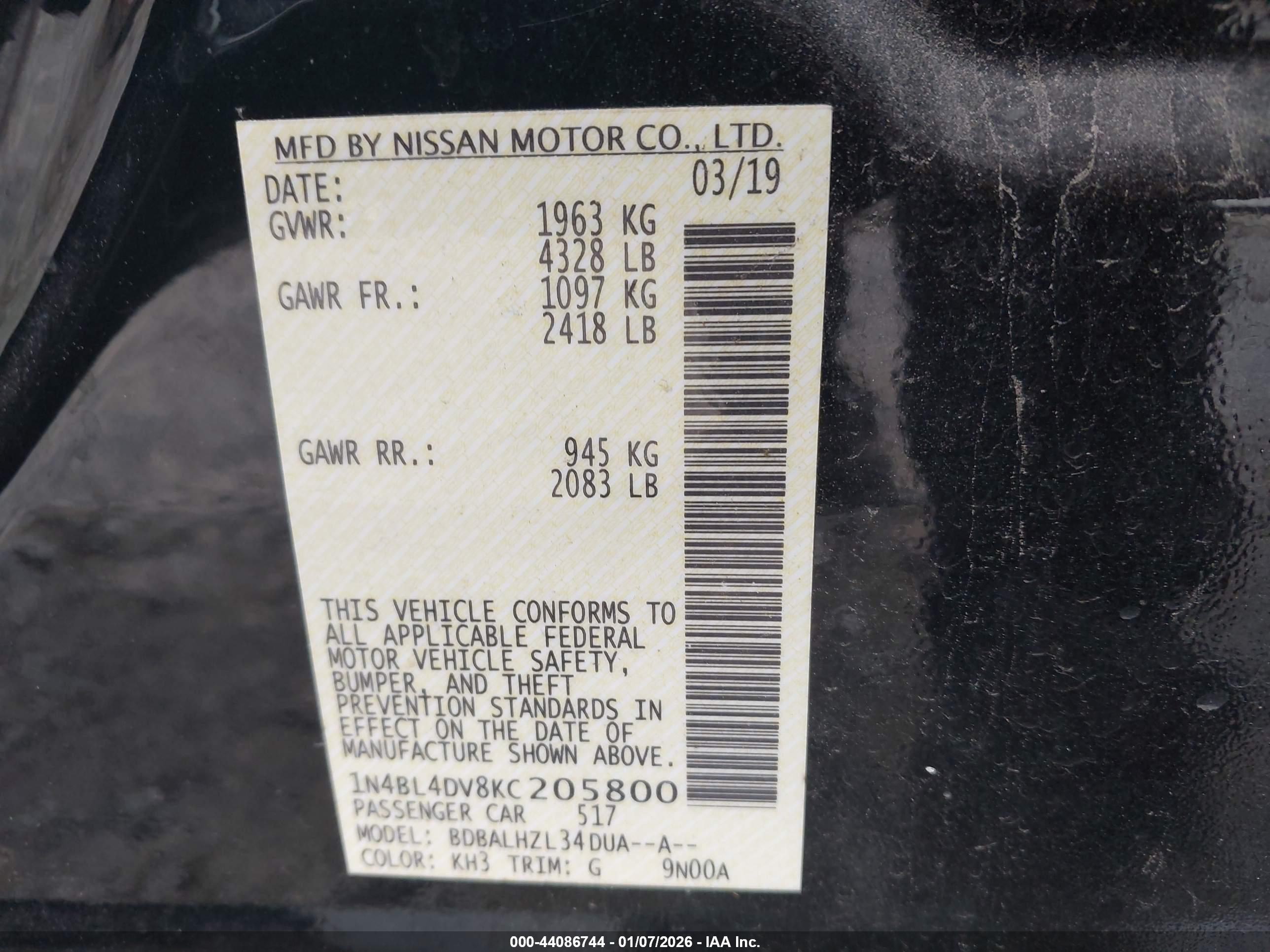 NISSAN ALTIMA image 9