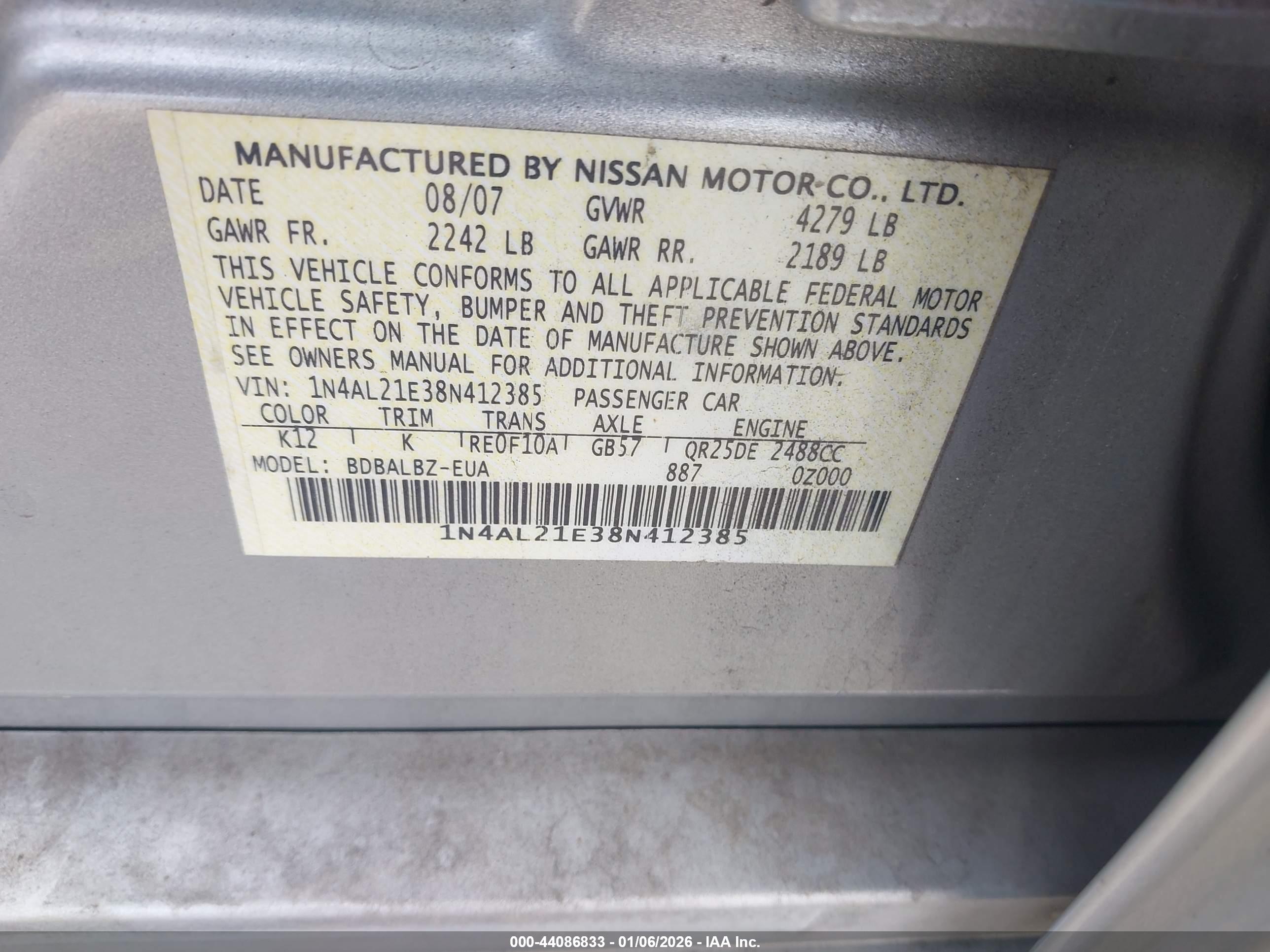 NISSAN ALTIMA image 9