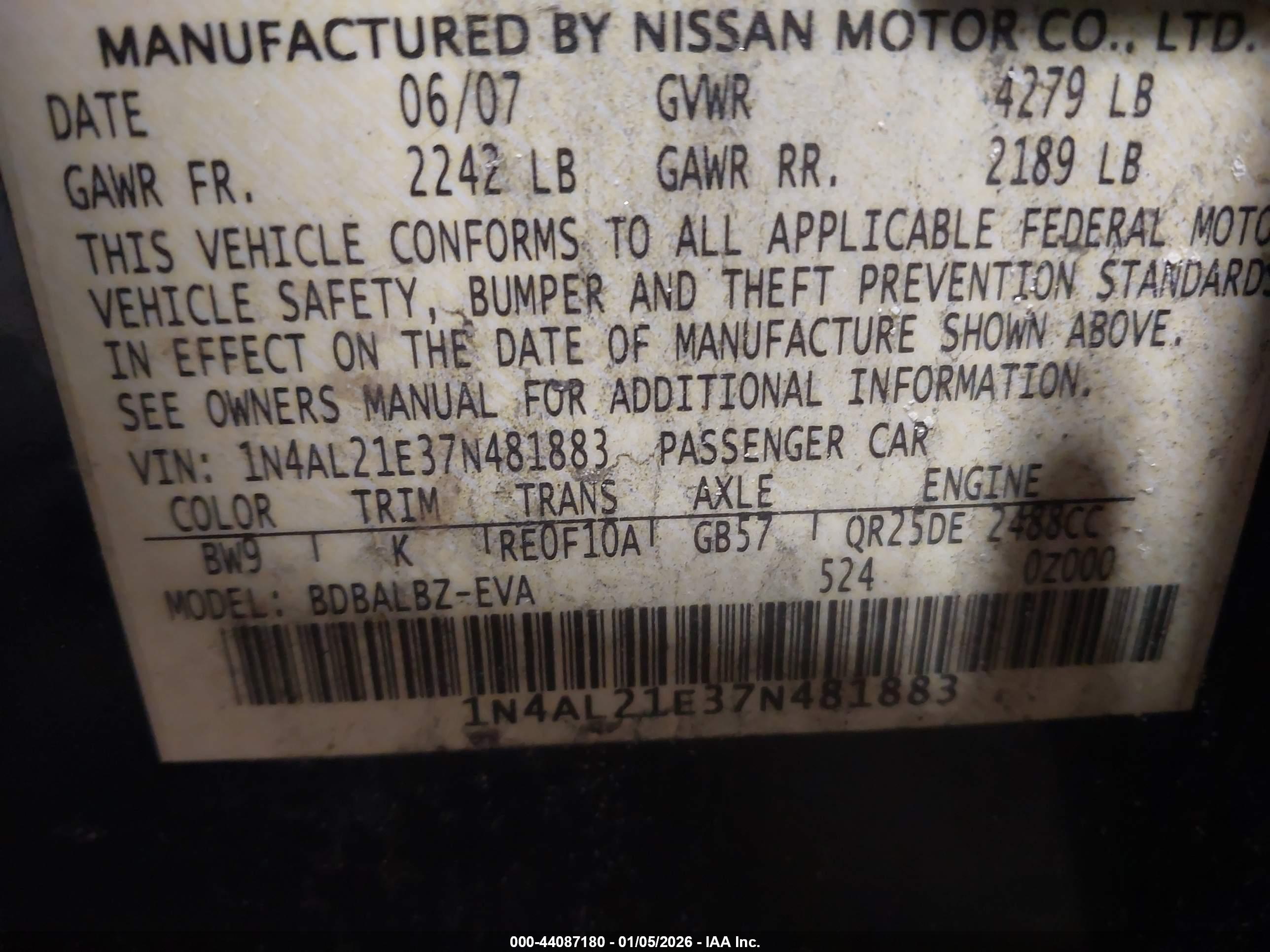 NISSAN ALTIMA image 9