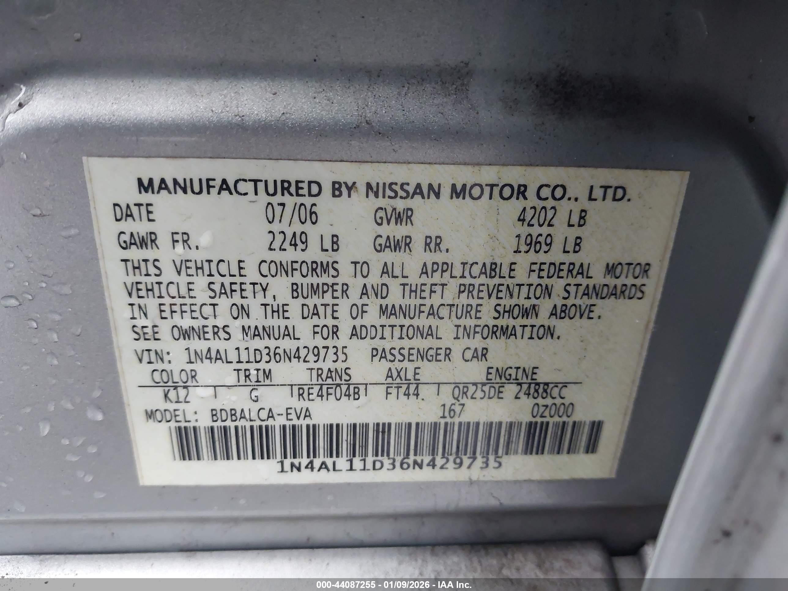 NISSAN ALTIMA image 9