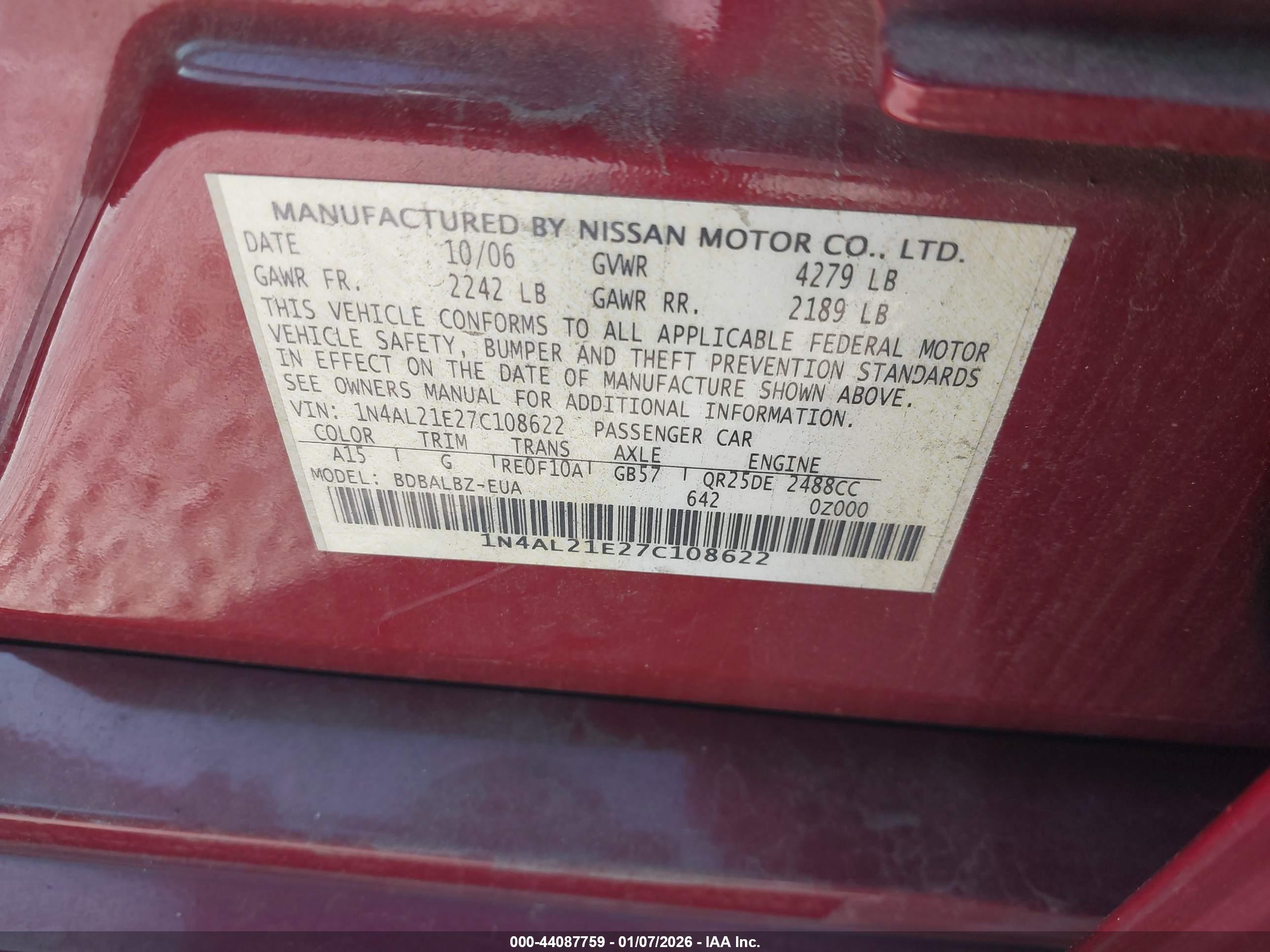 NISSAN ALTIMA image 9