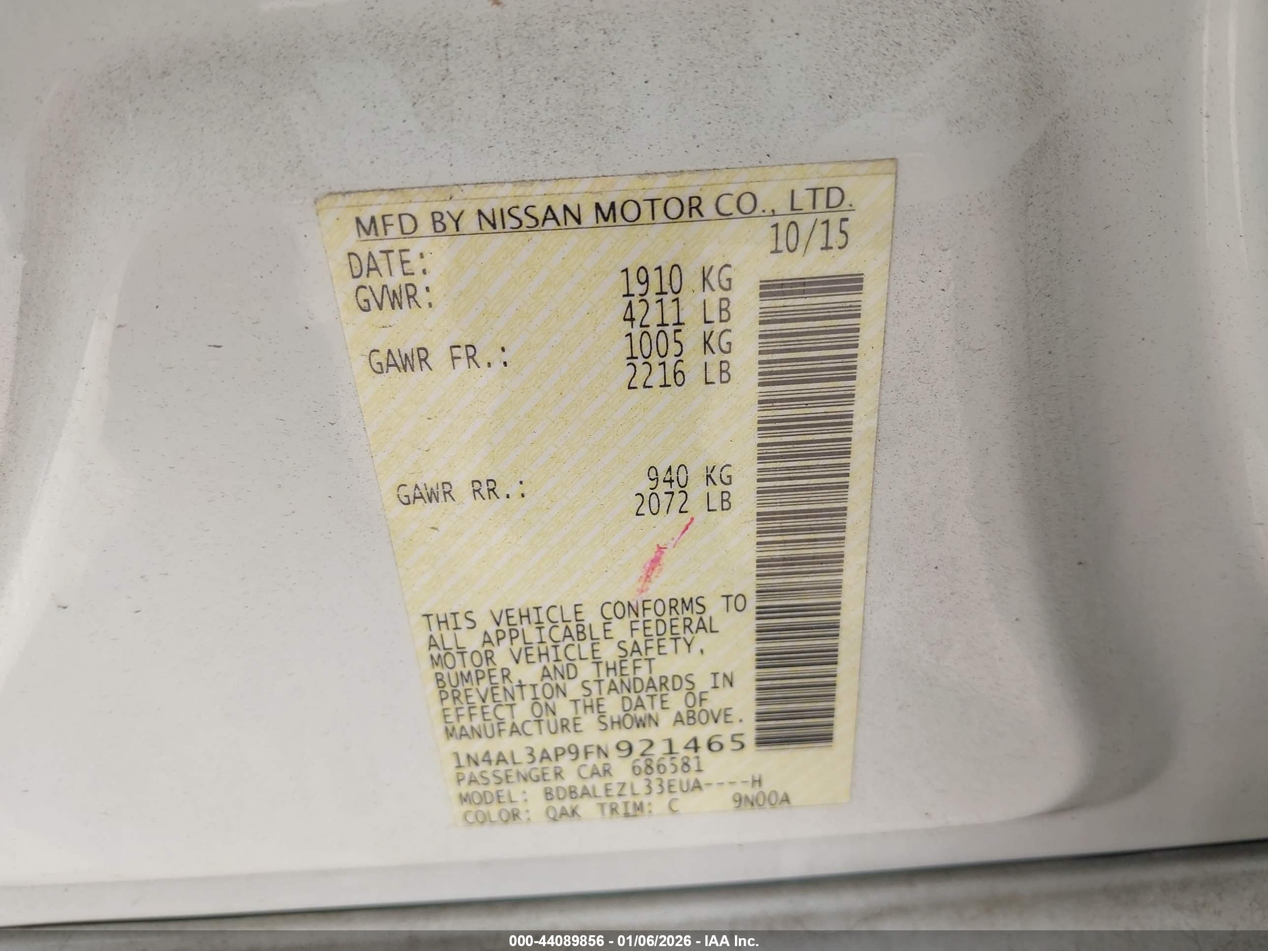 NISSAN ALTIMA image 9