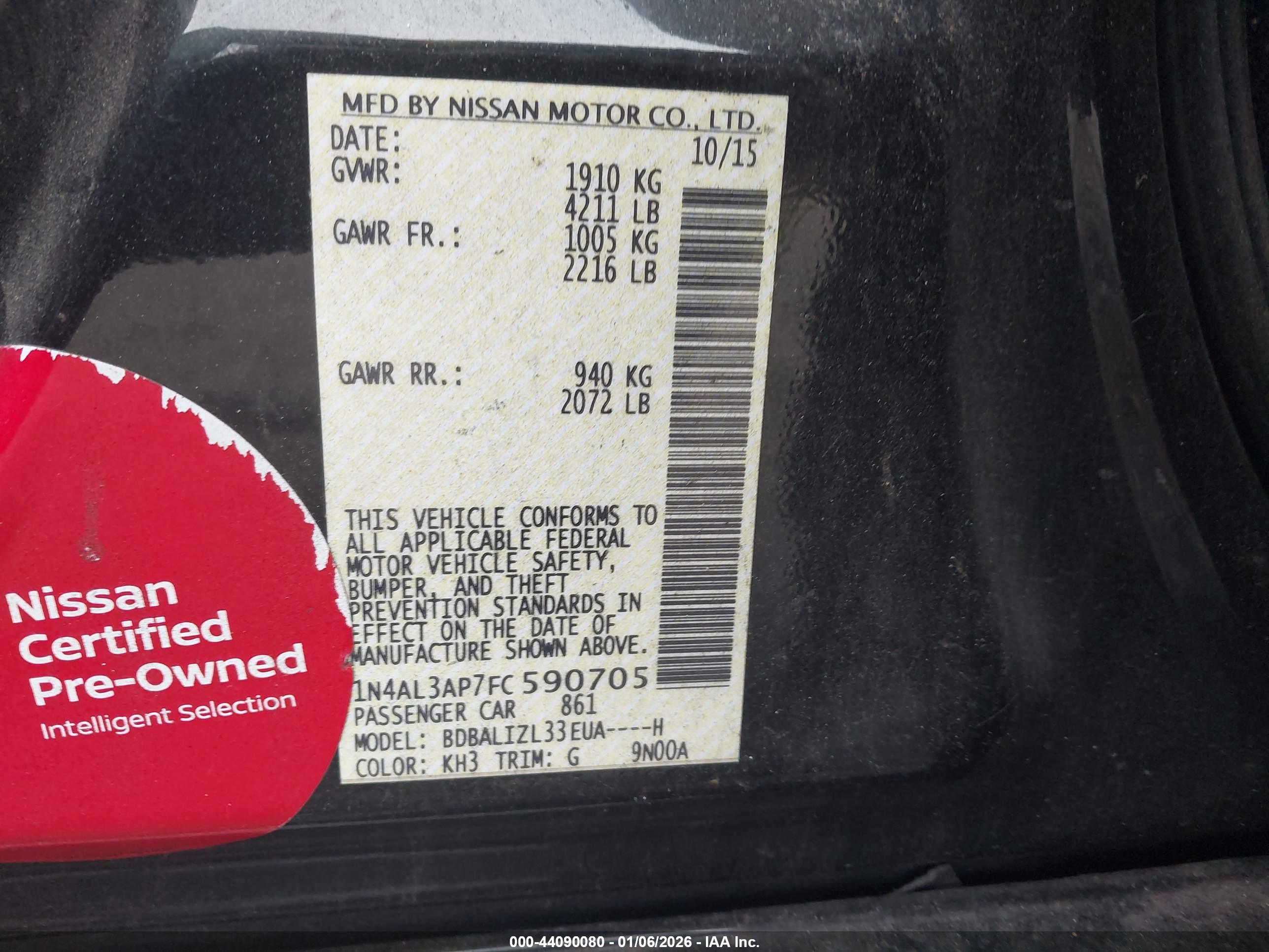 NISSAN ALTIMA image 9