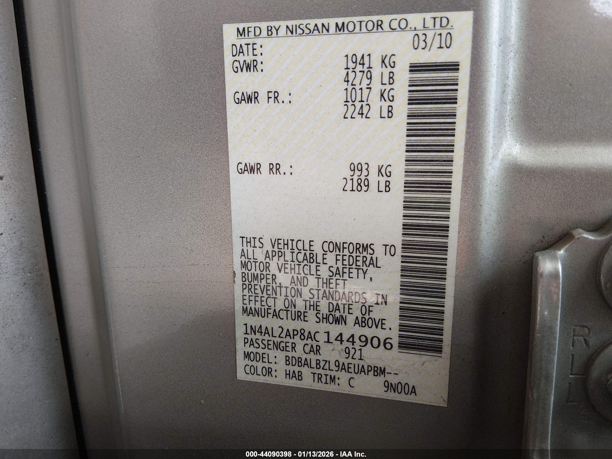 NISSAN ALTIMA image 9