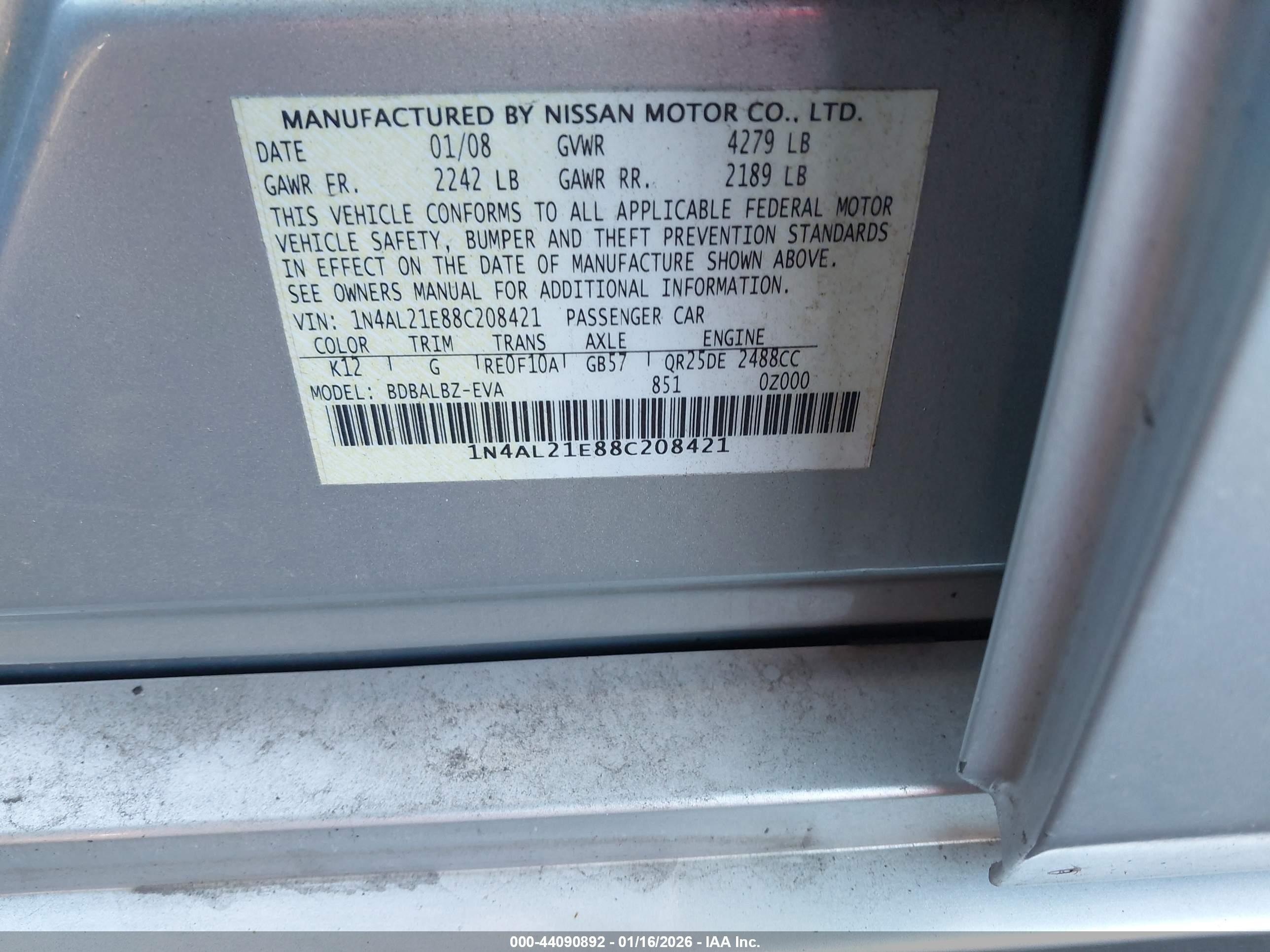 NISSAN ALTIMA image 9