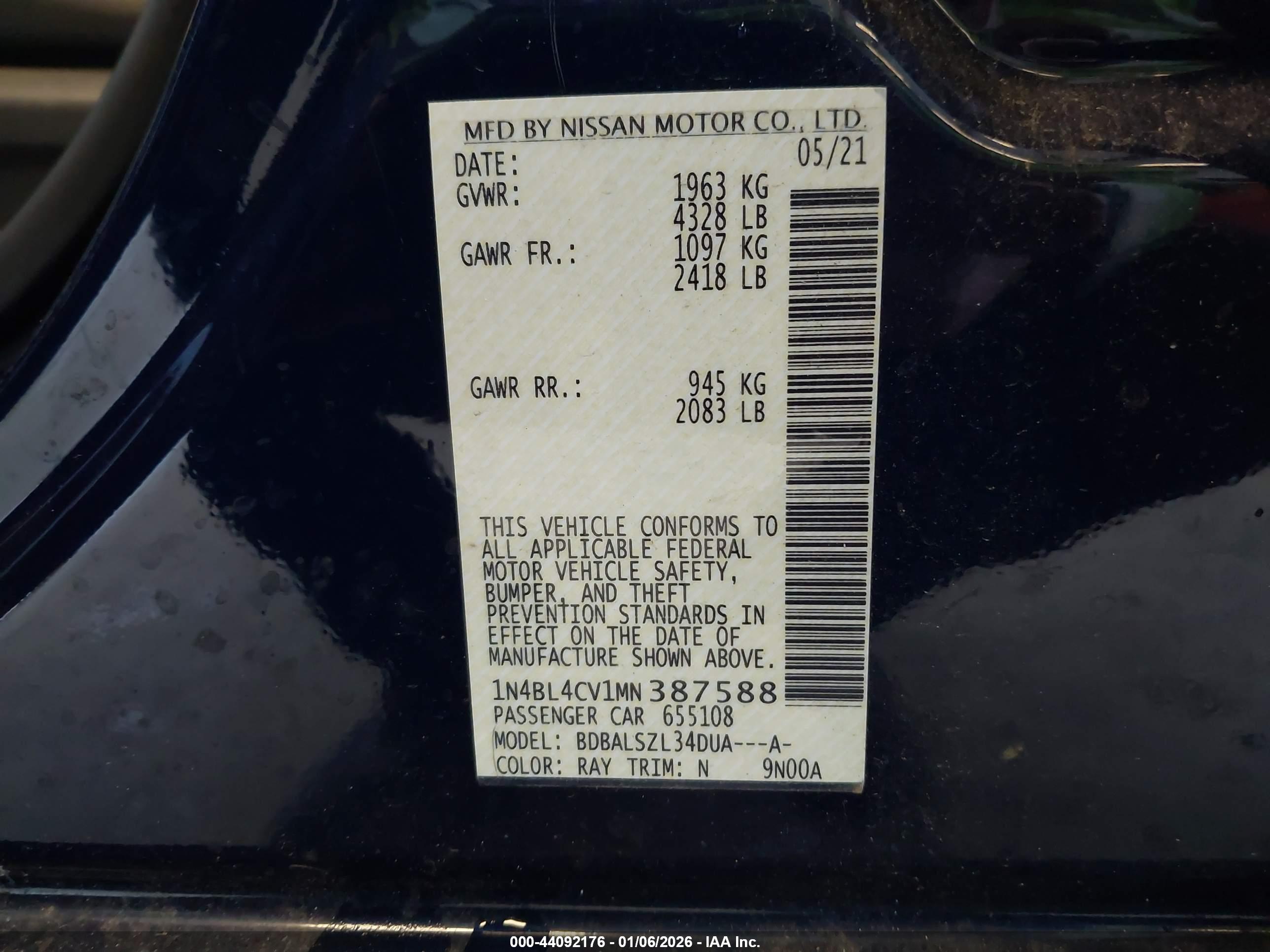 NISSAN ALTIMA image 9