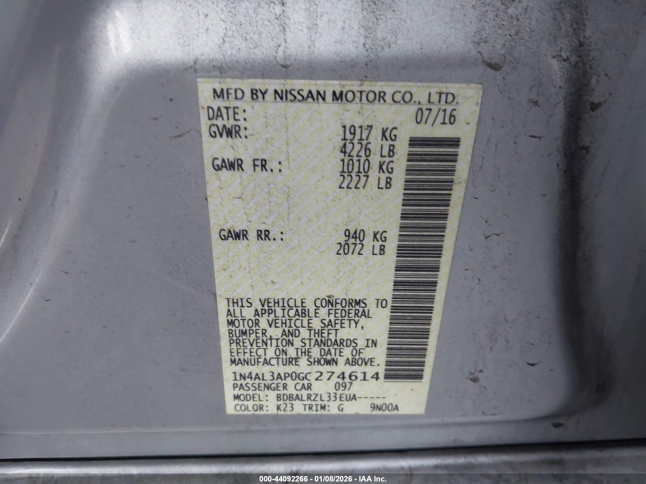 NISSAN ALTIMA image 9