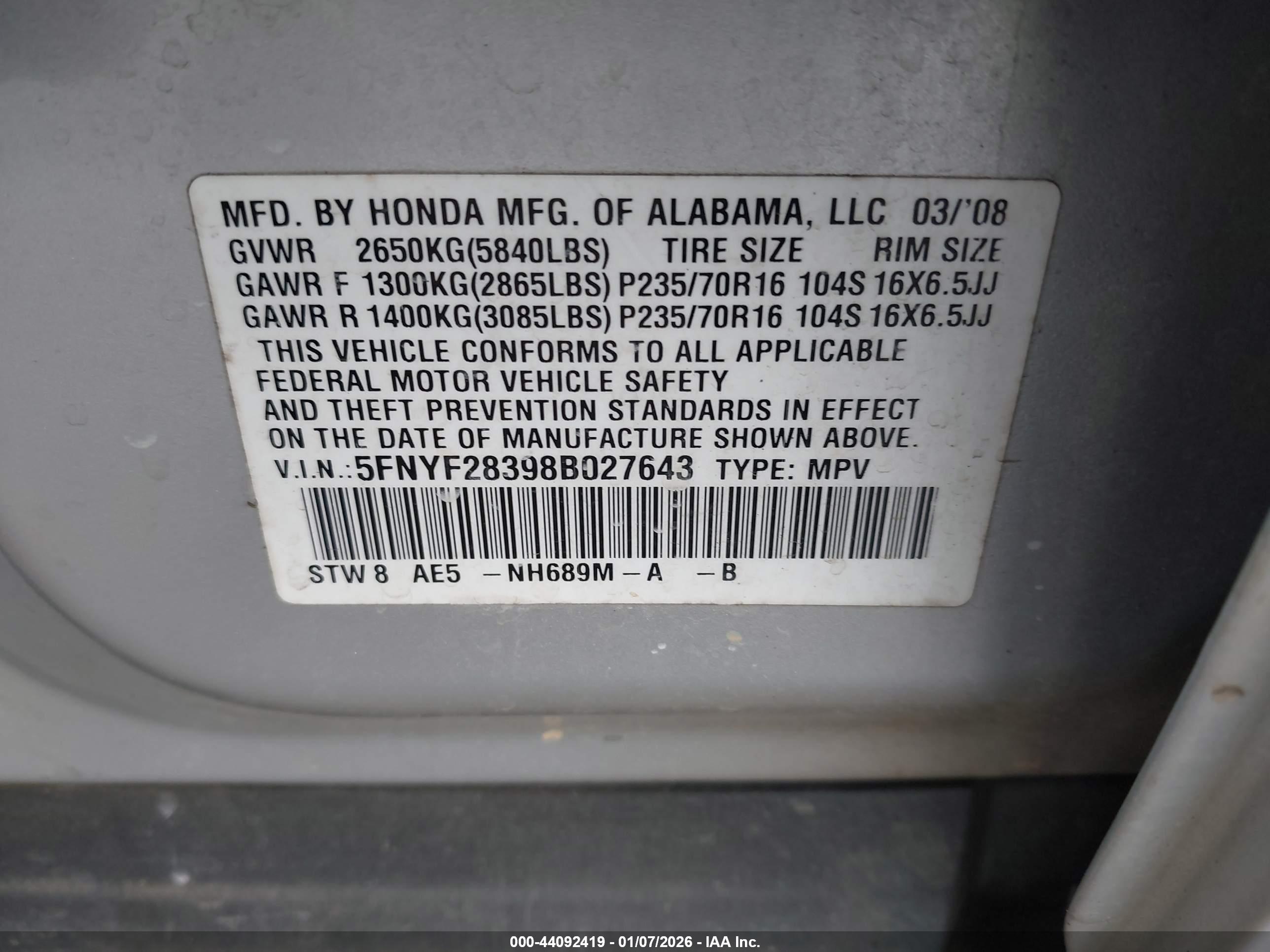 HONDA PILOT image 9