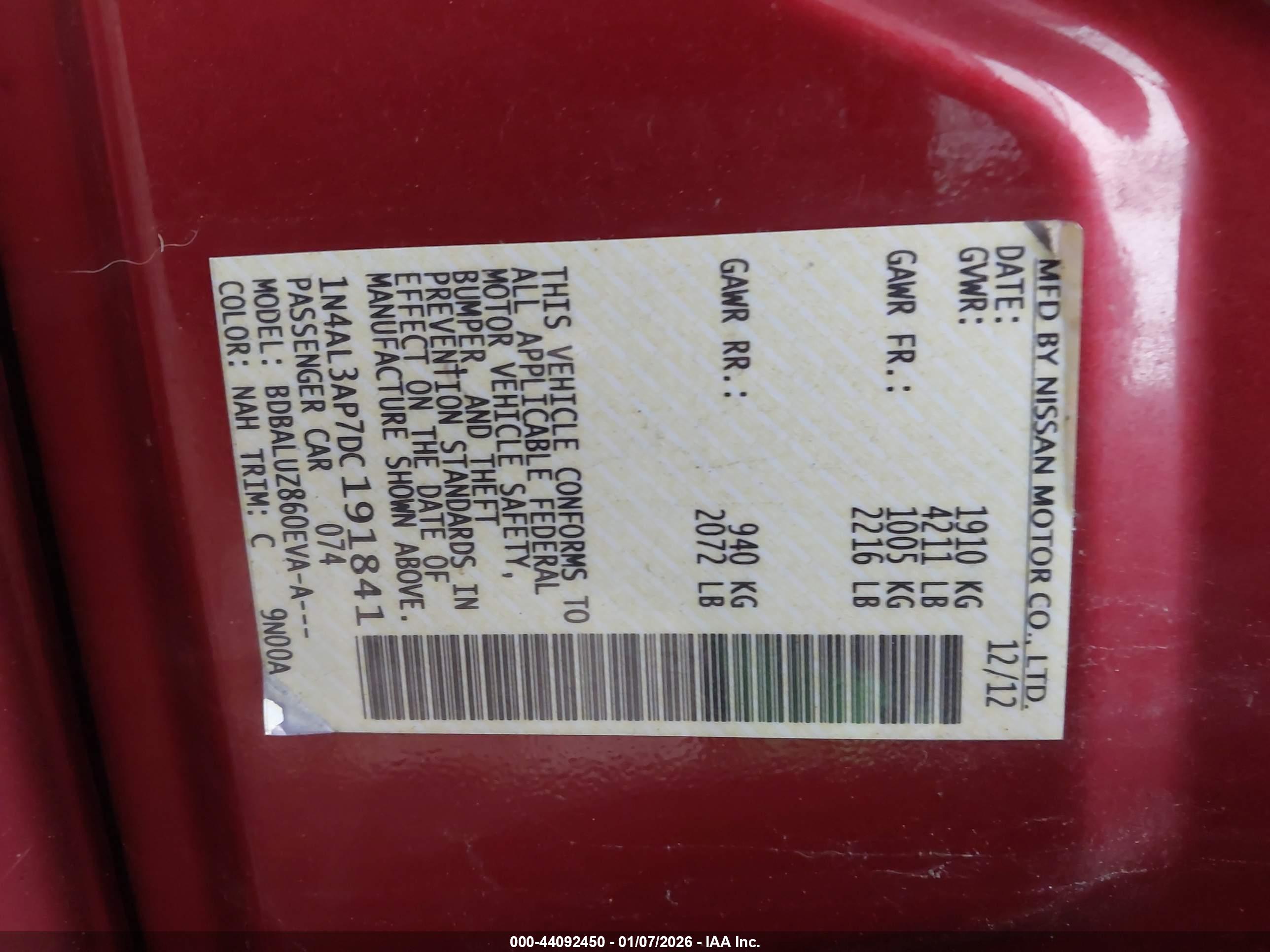 NISSAN ALTIMA image 9