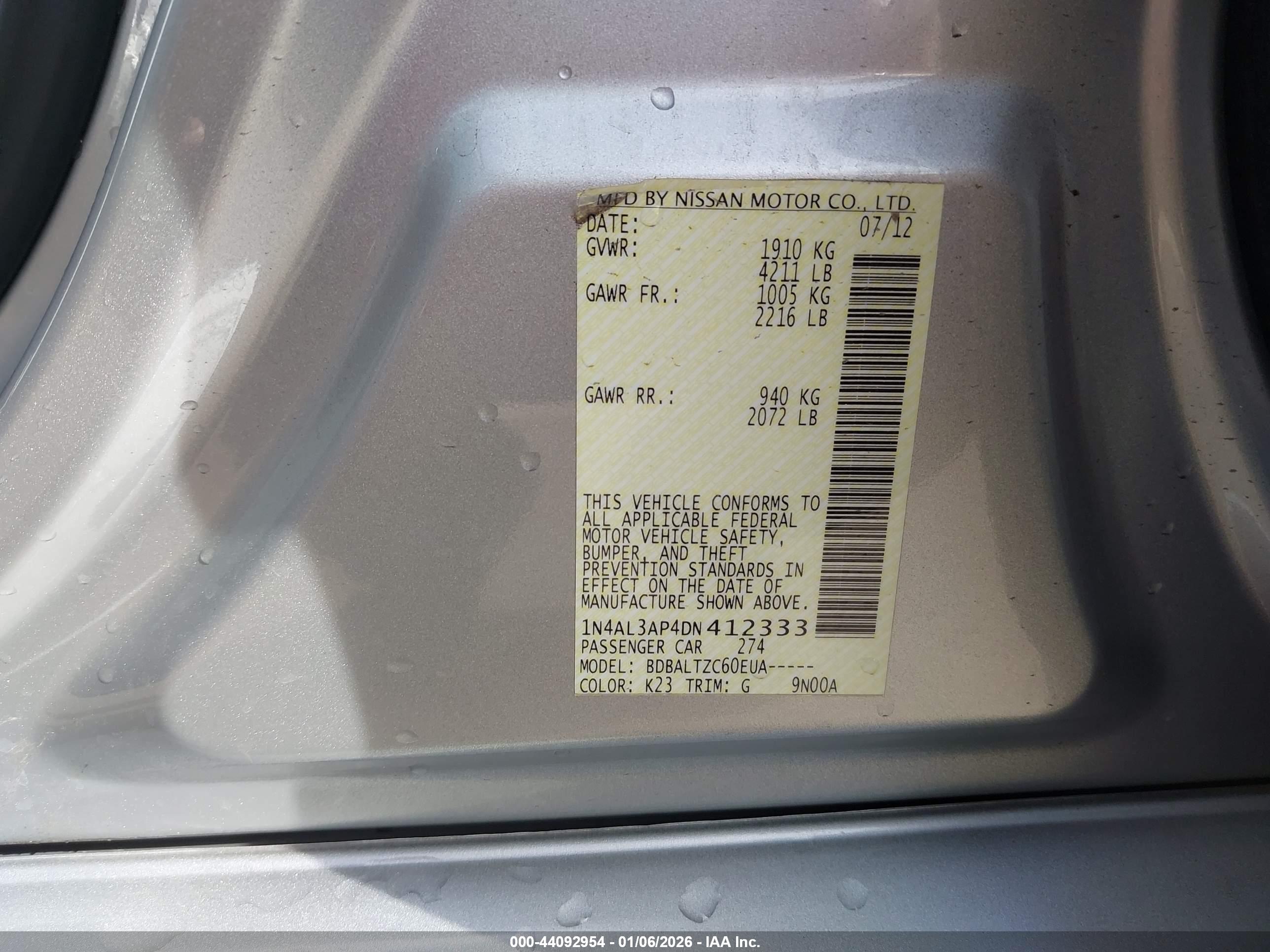 NISSAN ALTIMA image 9