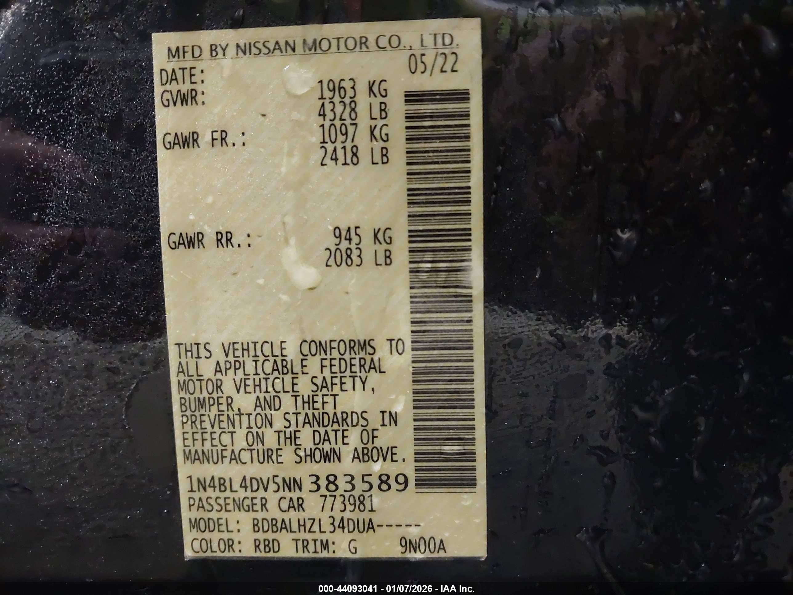 NISSAN ALTIMA image 9