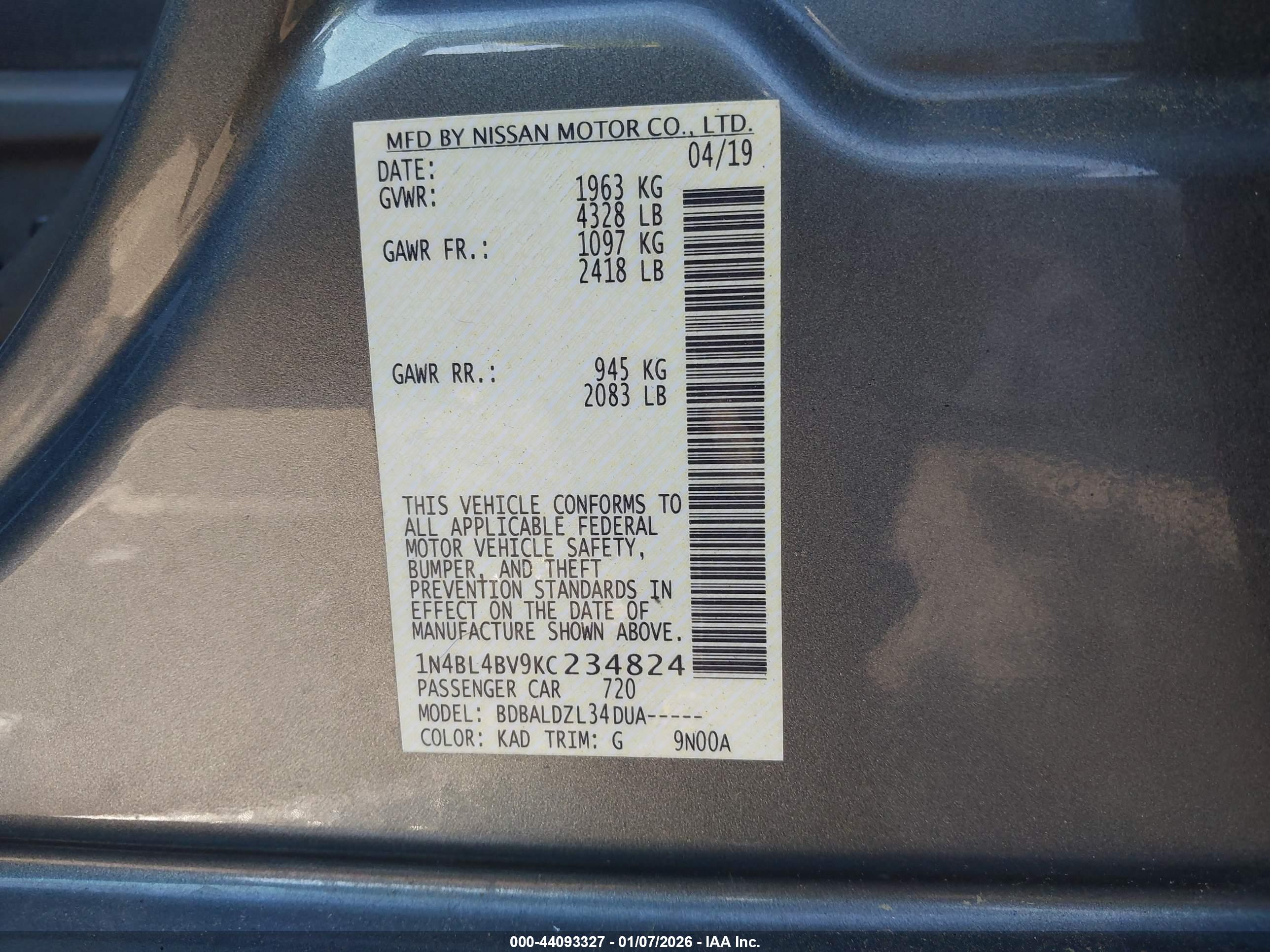 NISSAN ALTIMA image 9