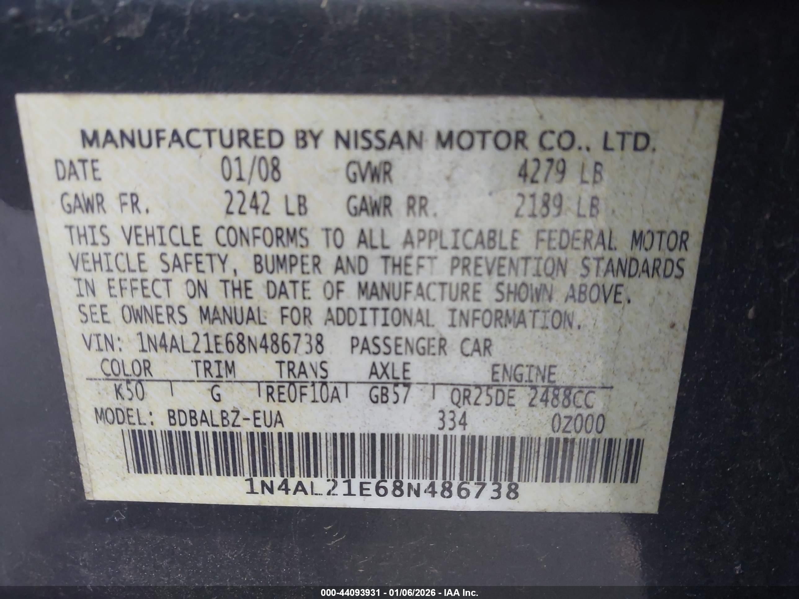 NISSAN ALTIMA image 9