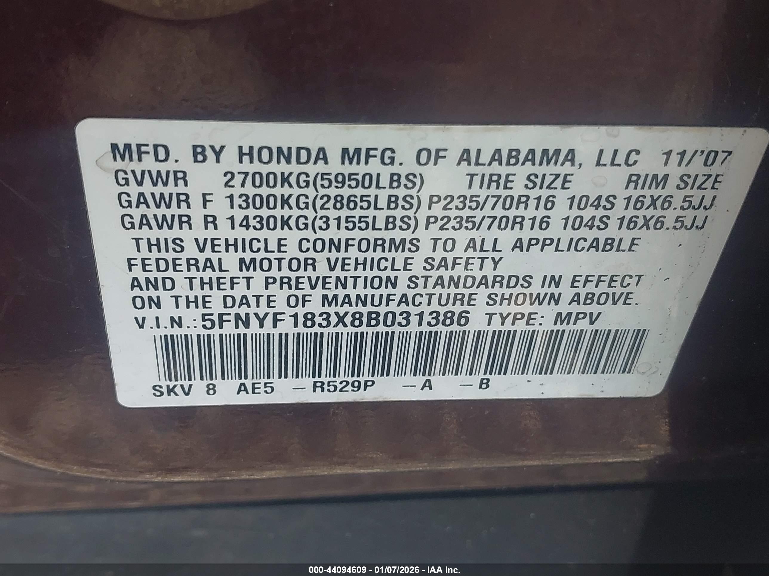HONDA PILOT image 9