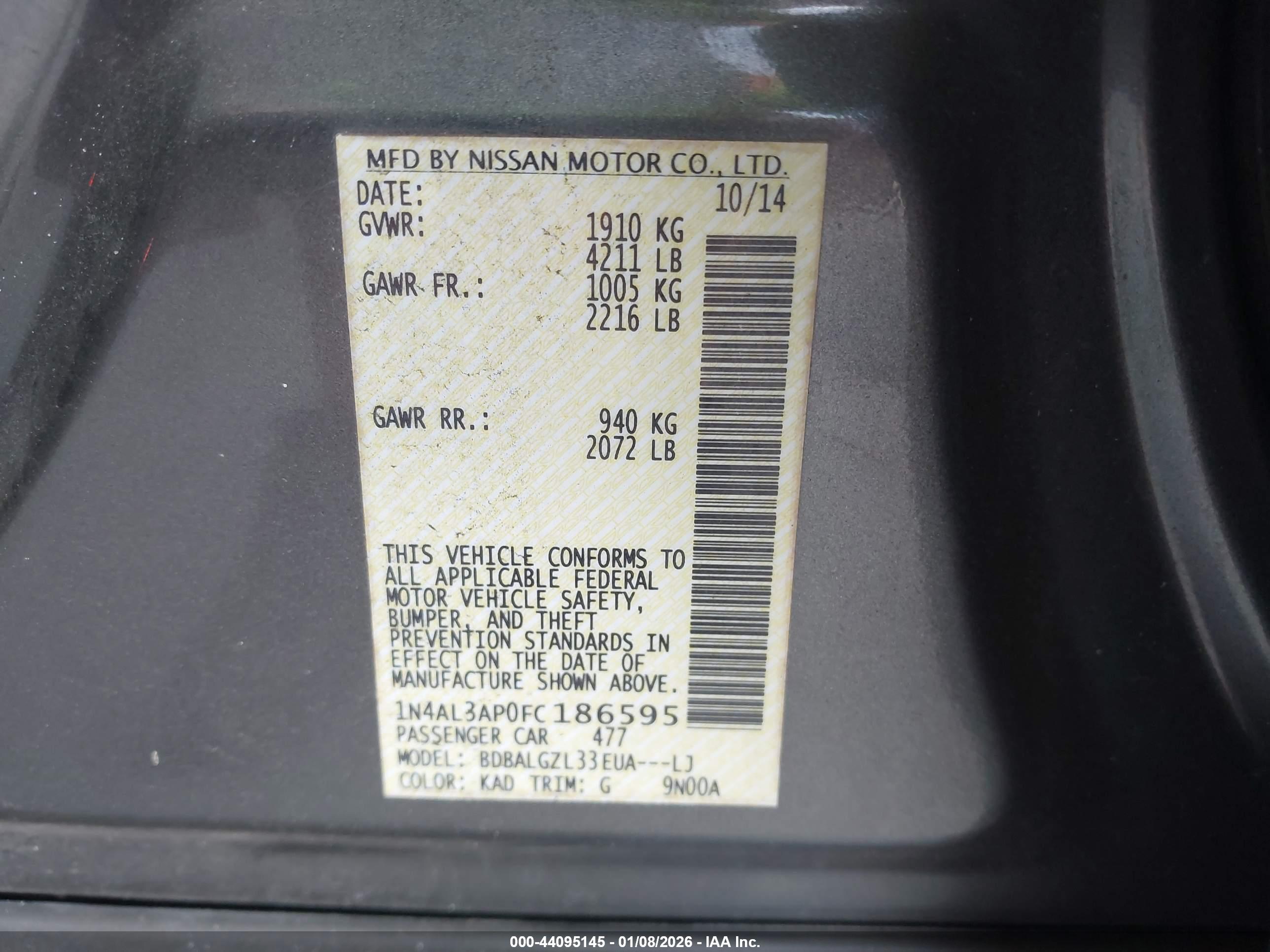 NISSAN ALTIMA image 9