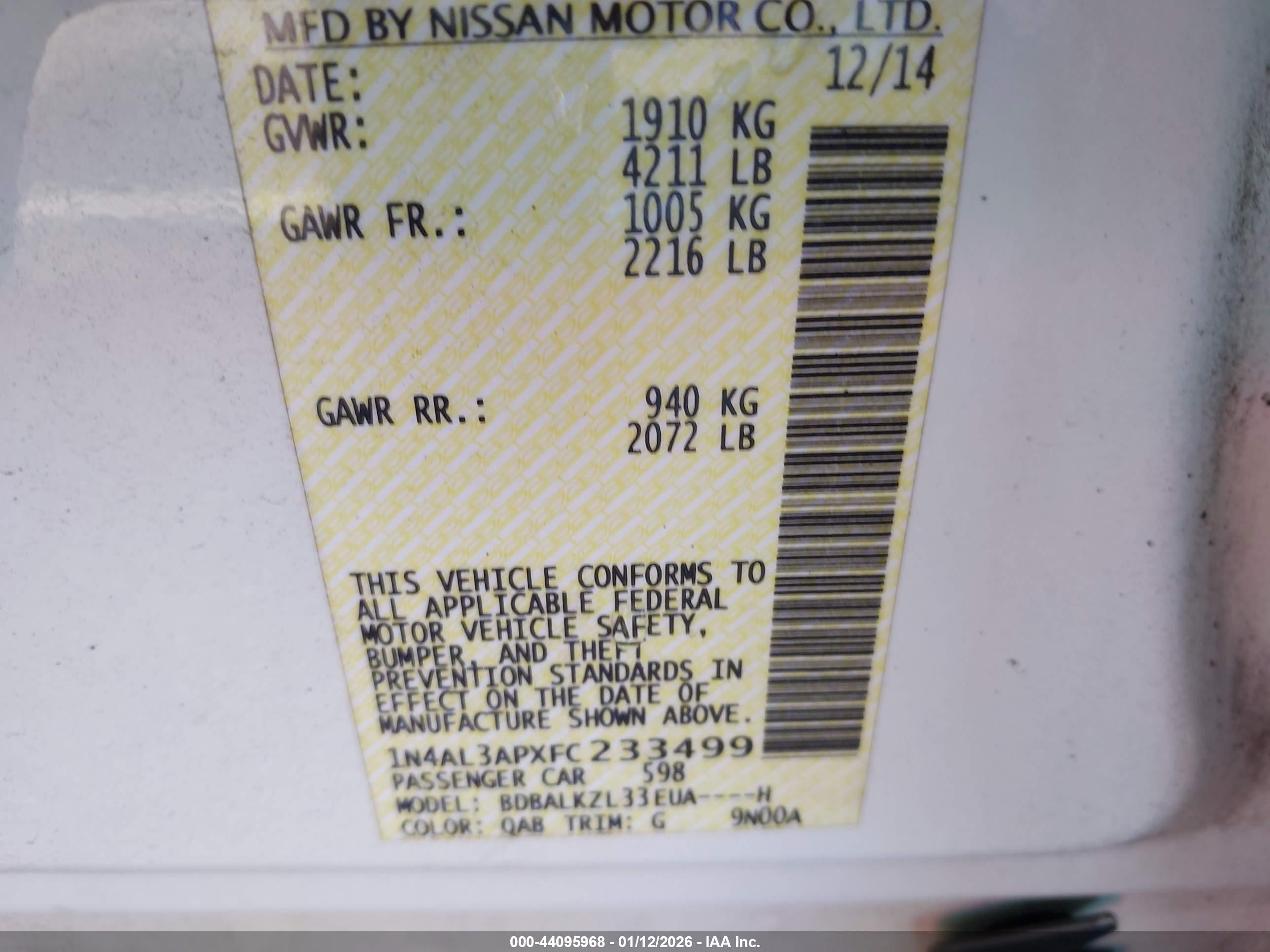 NISSAN ALTIMA image 9