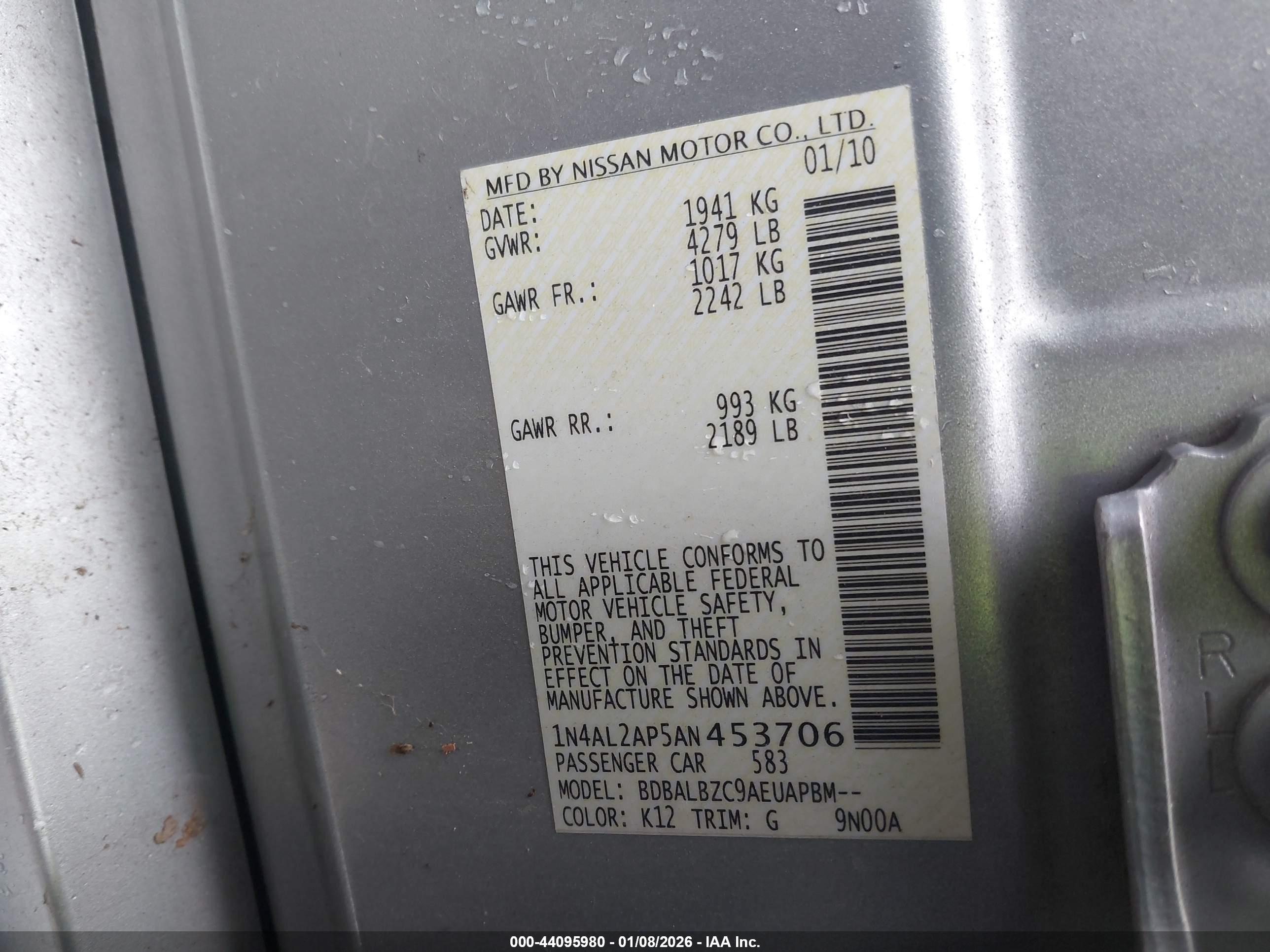 NISSAN ALTIMA image 9