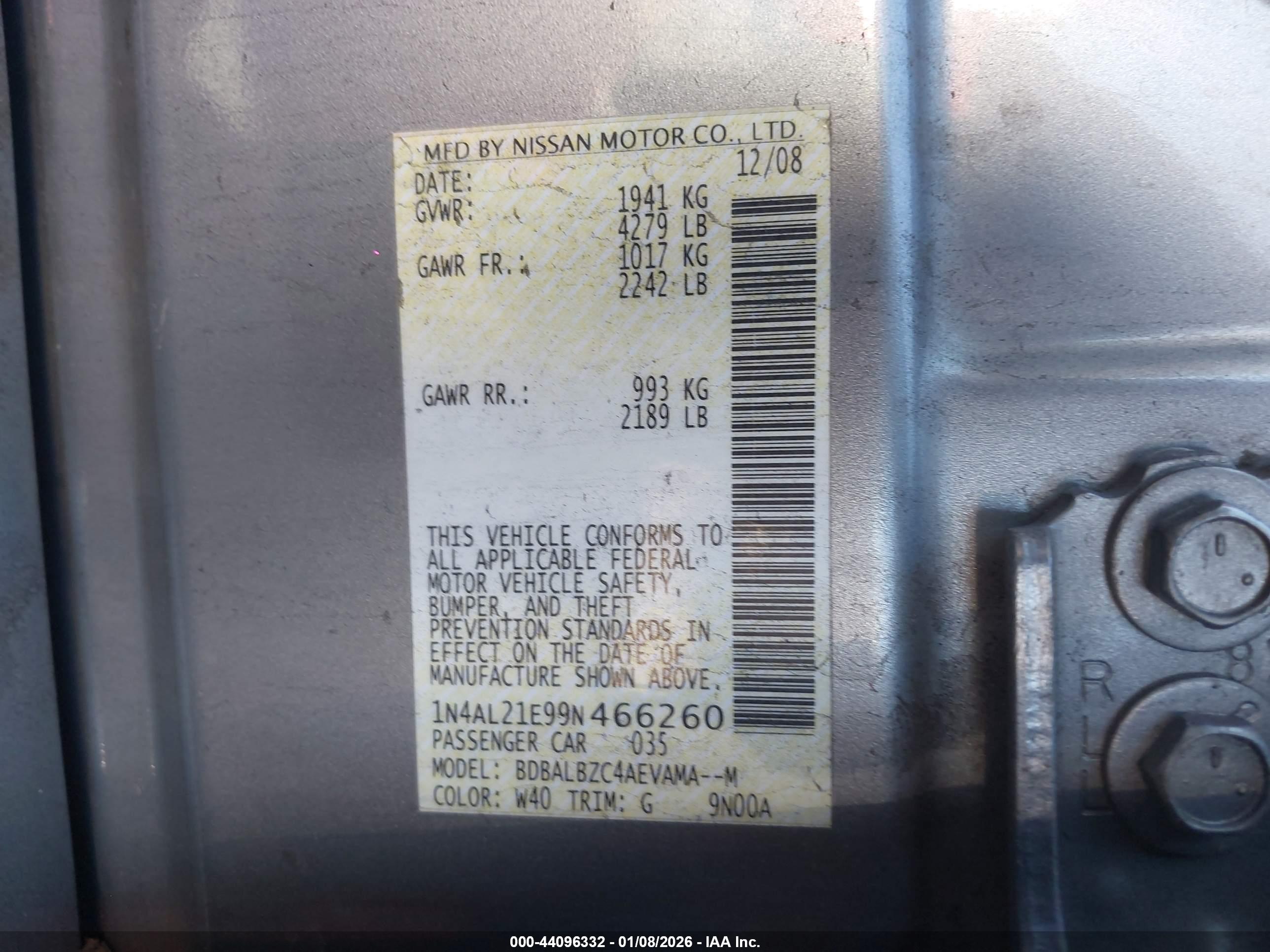 NISSAN ALTIMA image 9