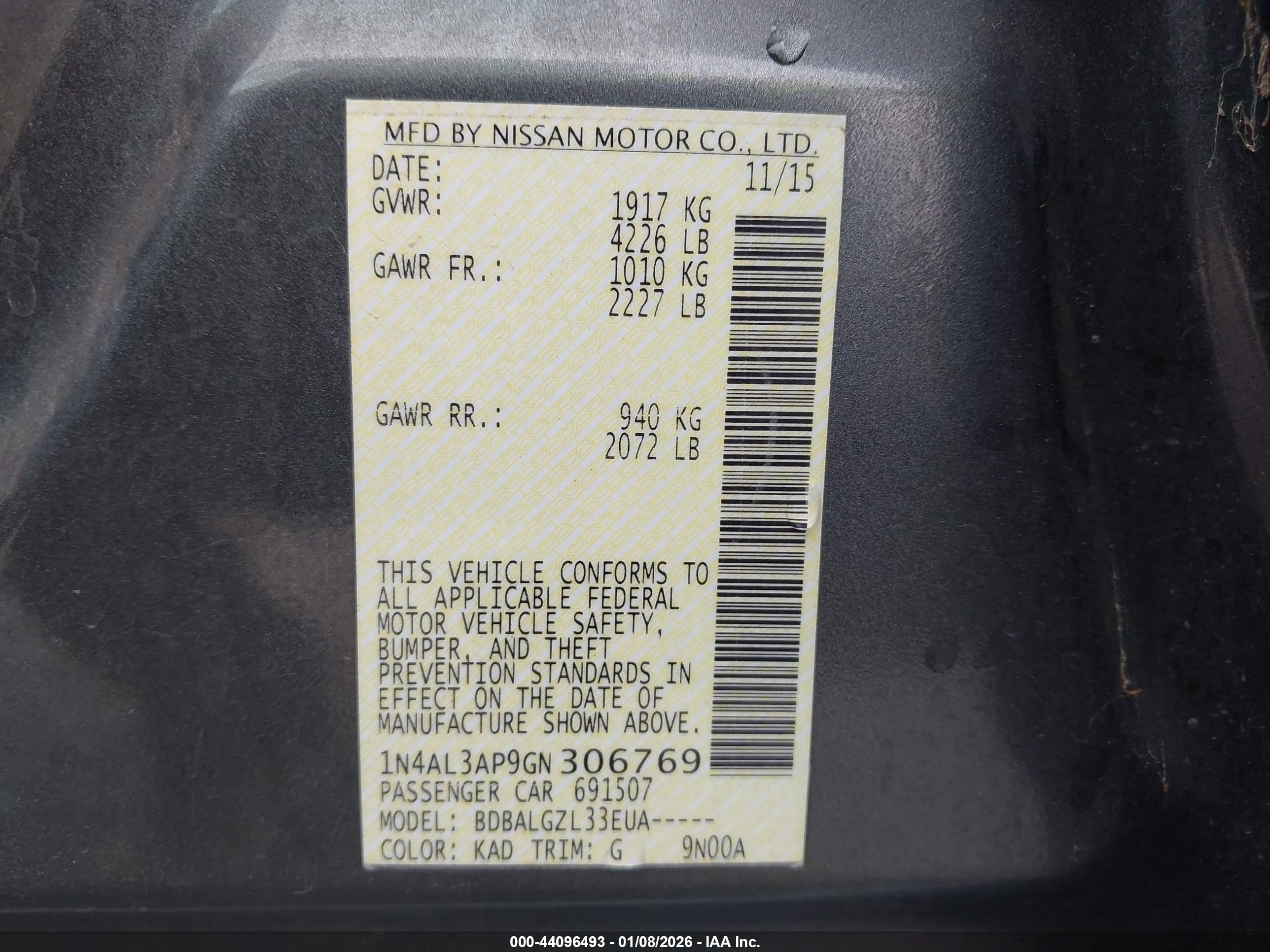 NISSAN ALTIMA image 9