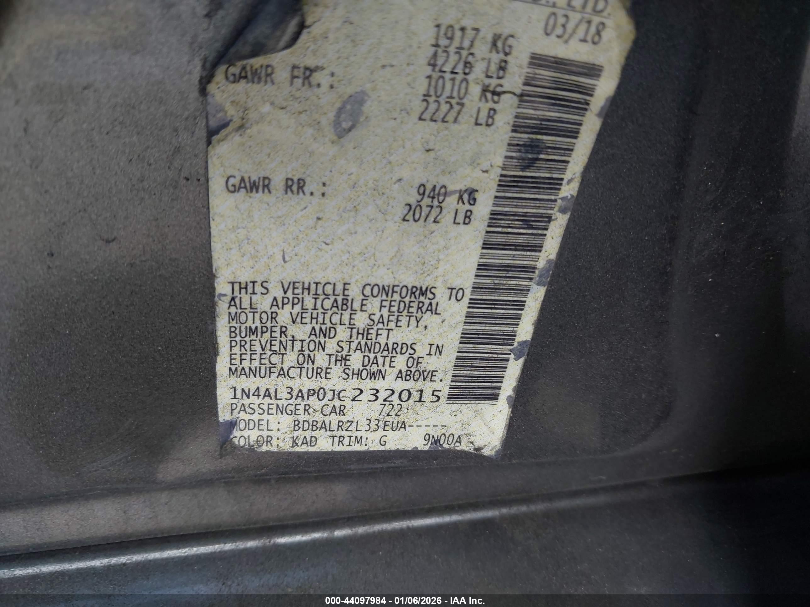 NISSAN ALTIMA image 9
