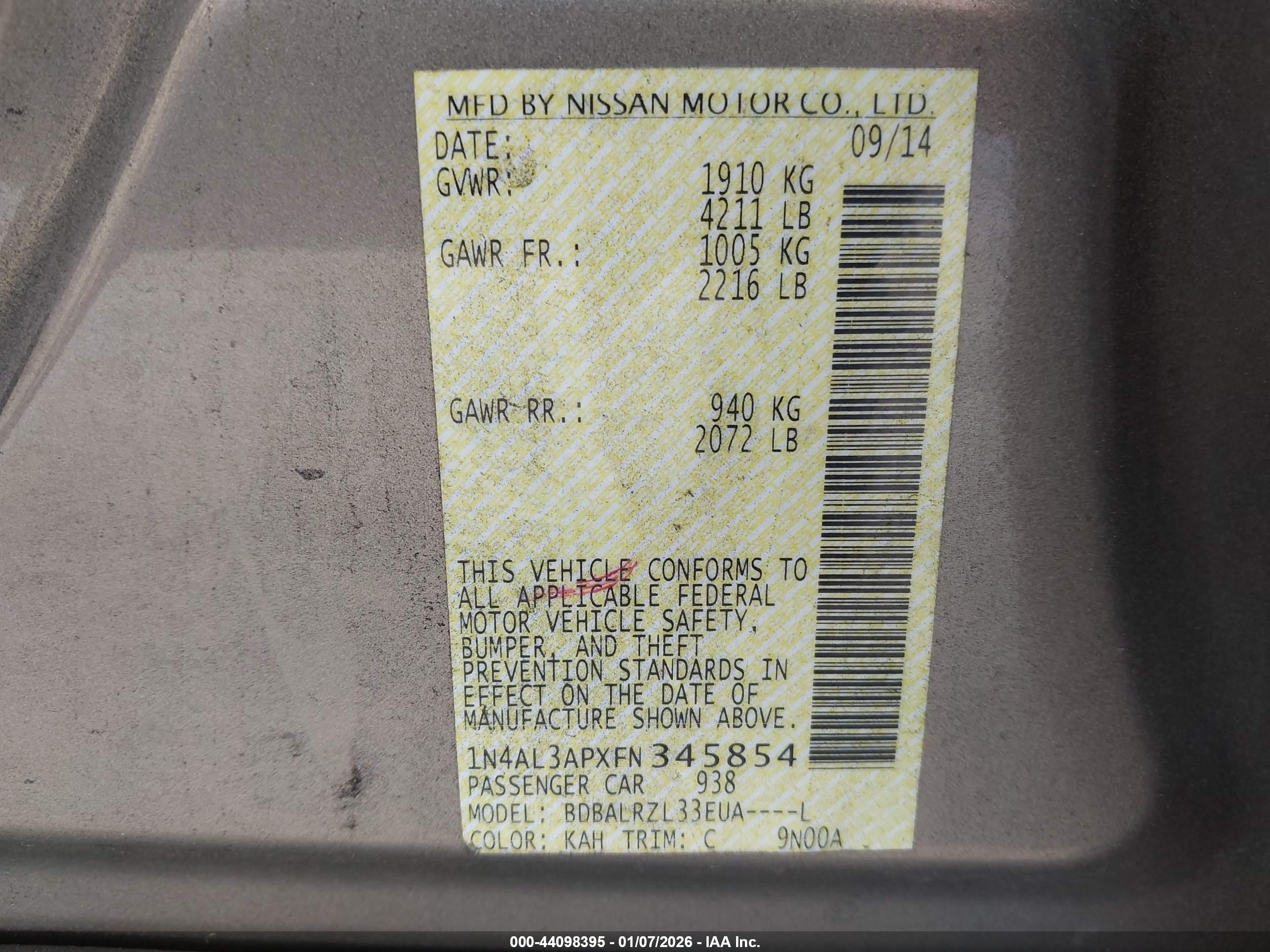 NISSAN ALTIMA image 9