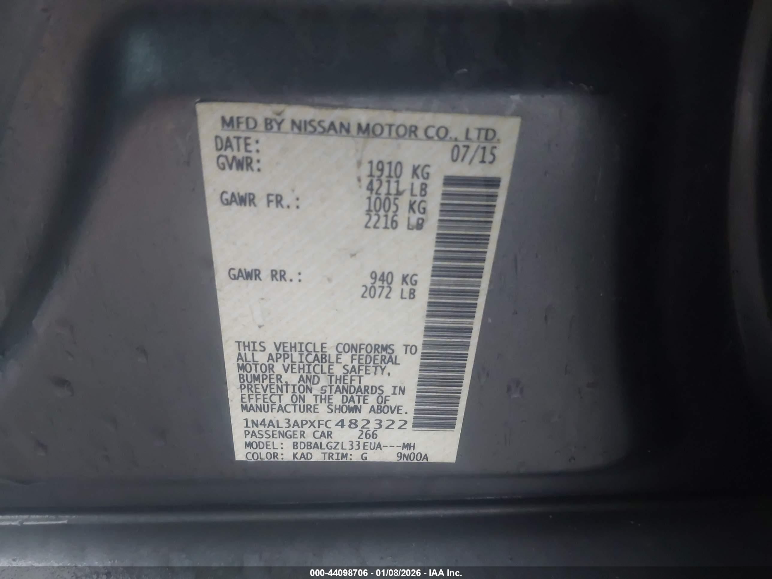 NISSAN ALTIMA image 9
