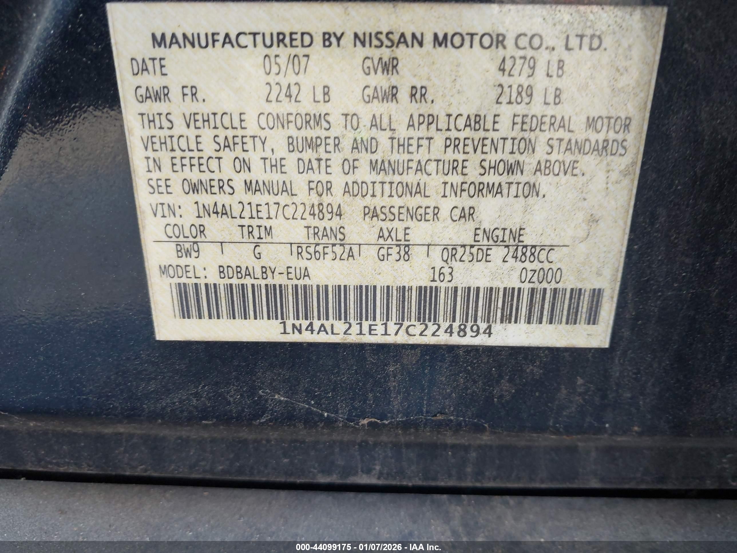 NISSAN ALTIMA image 9