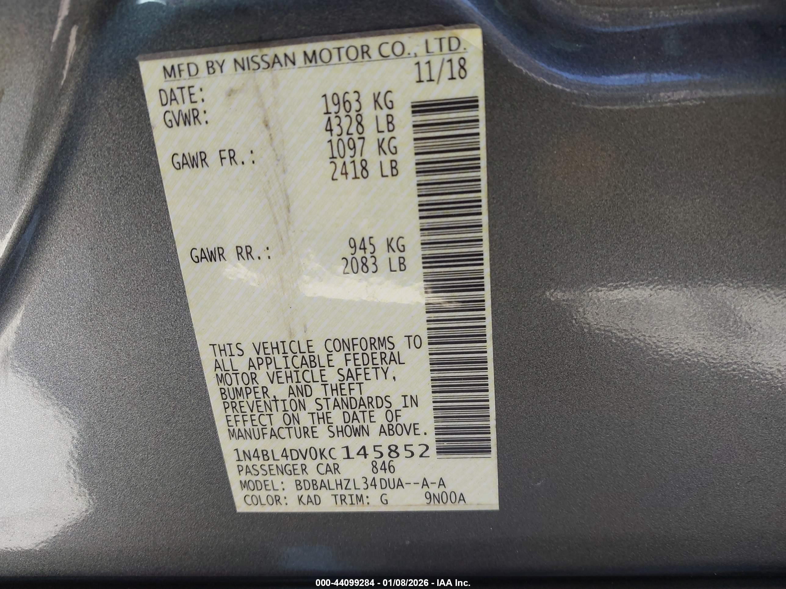 NISSAN ALTIMA image 9