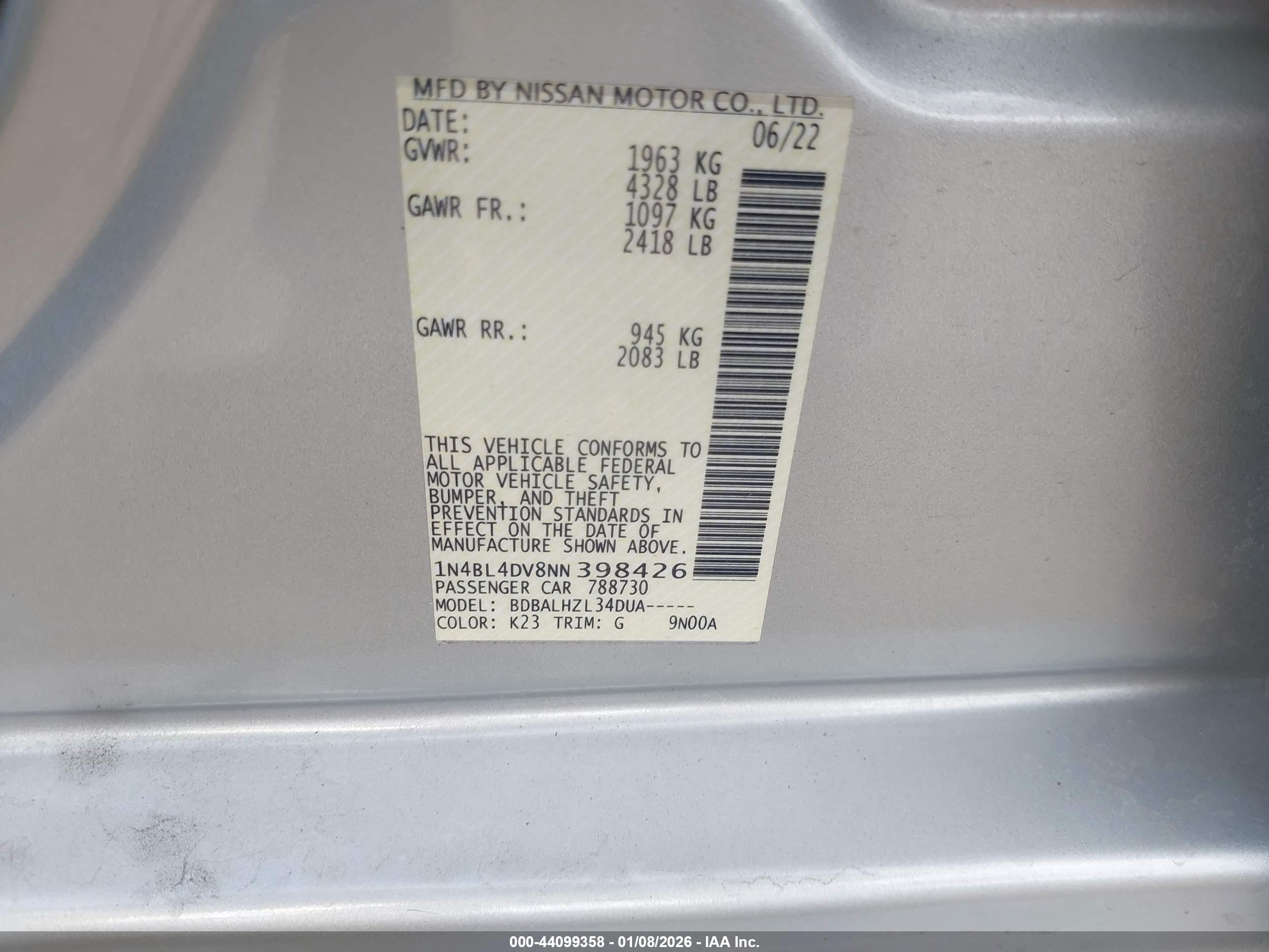 NISSAN ALTIMA image 9