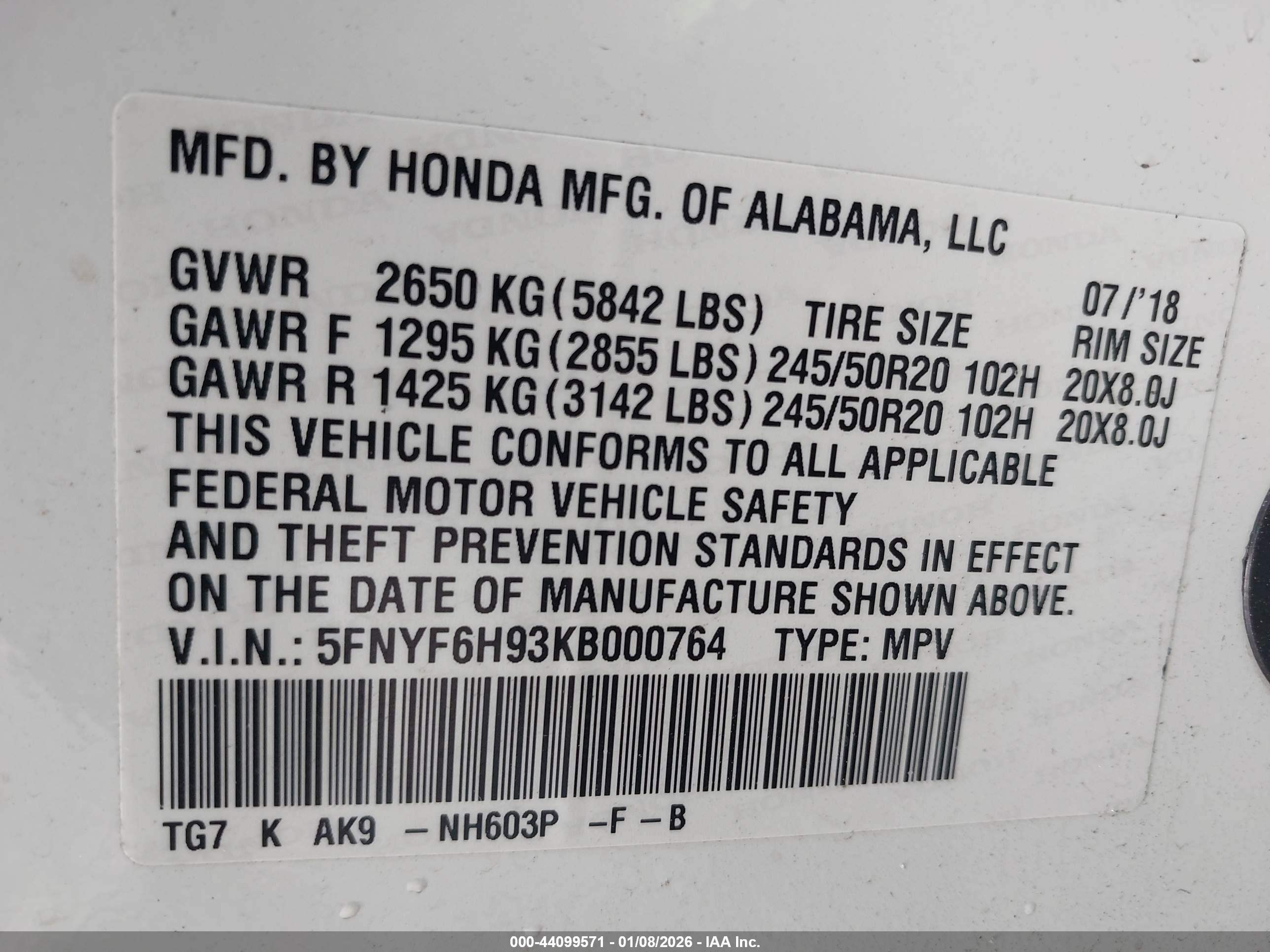 HONDA PILOT image 9