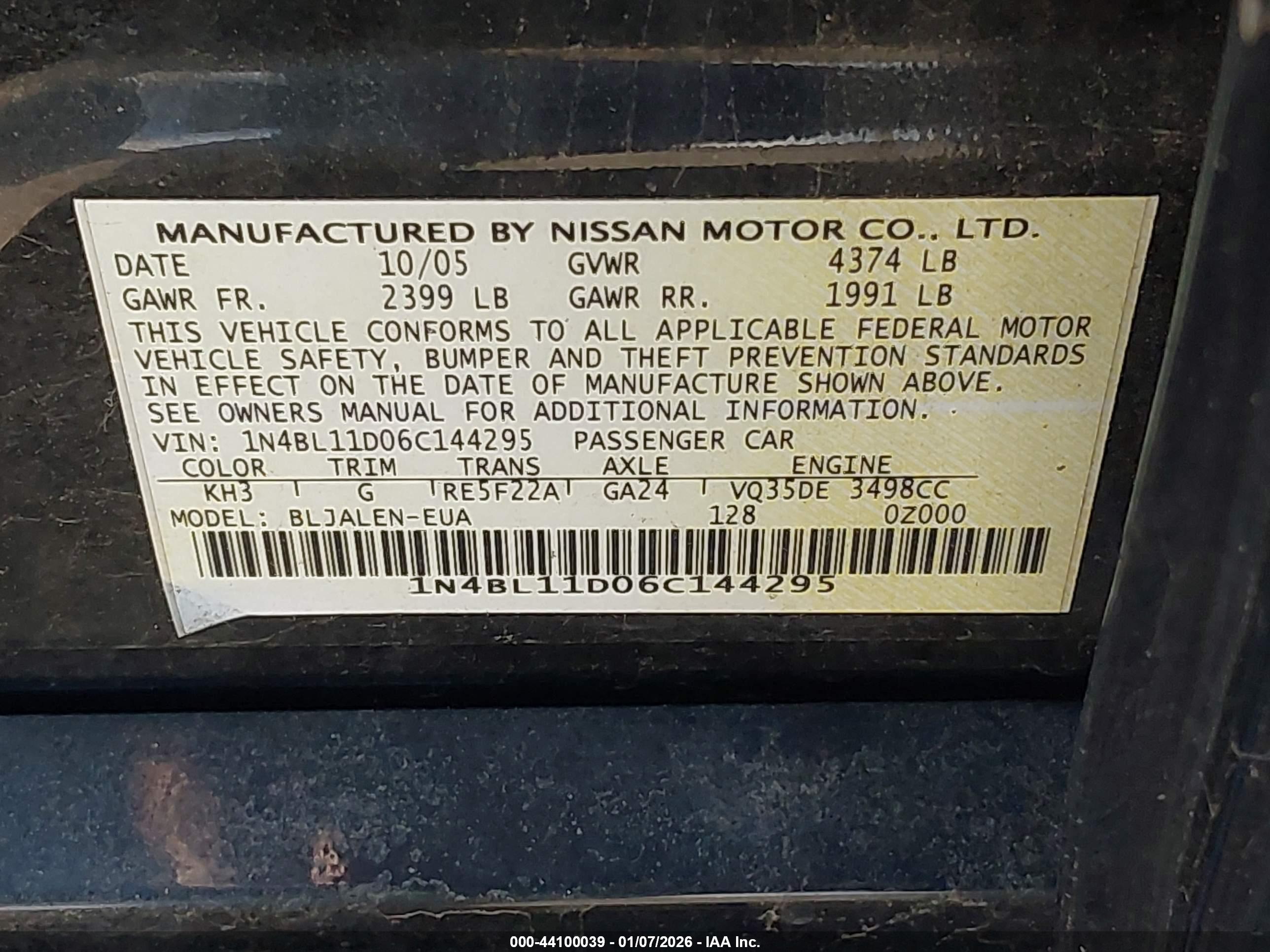 NISSAN ALTIMA image 9