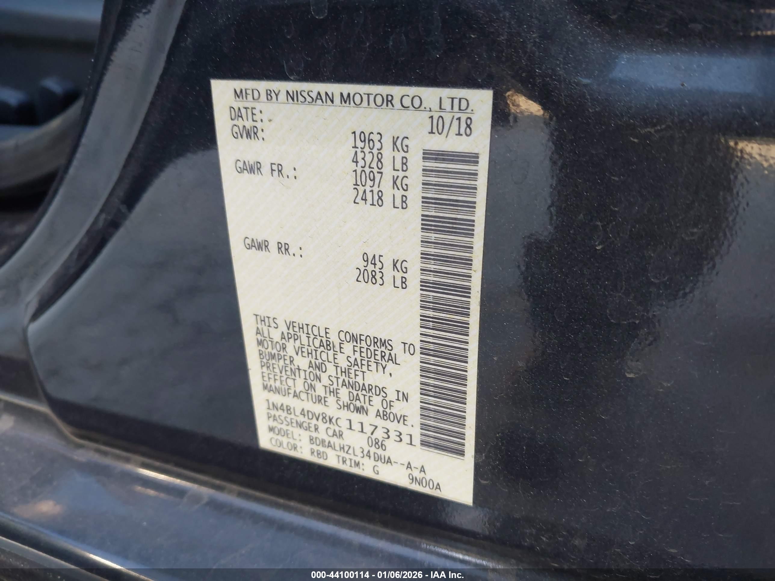 NISSAN ALTIMA image 9