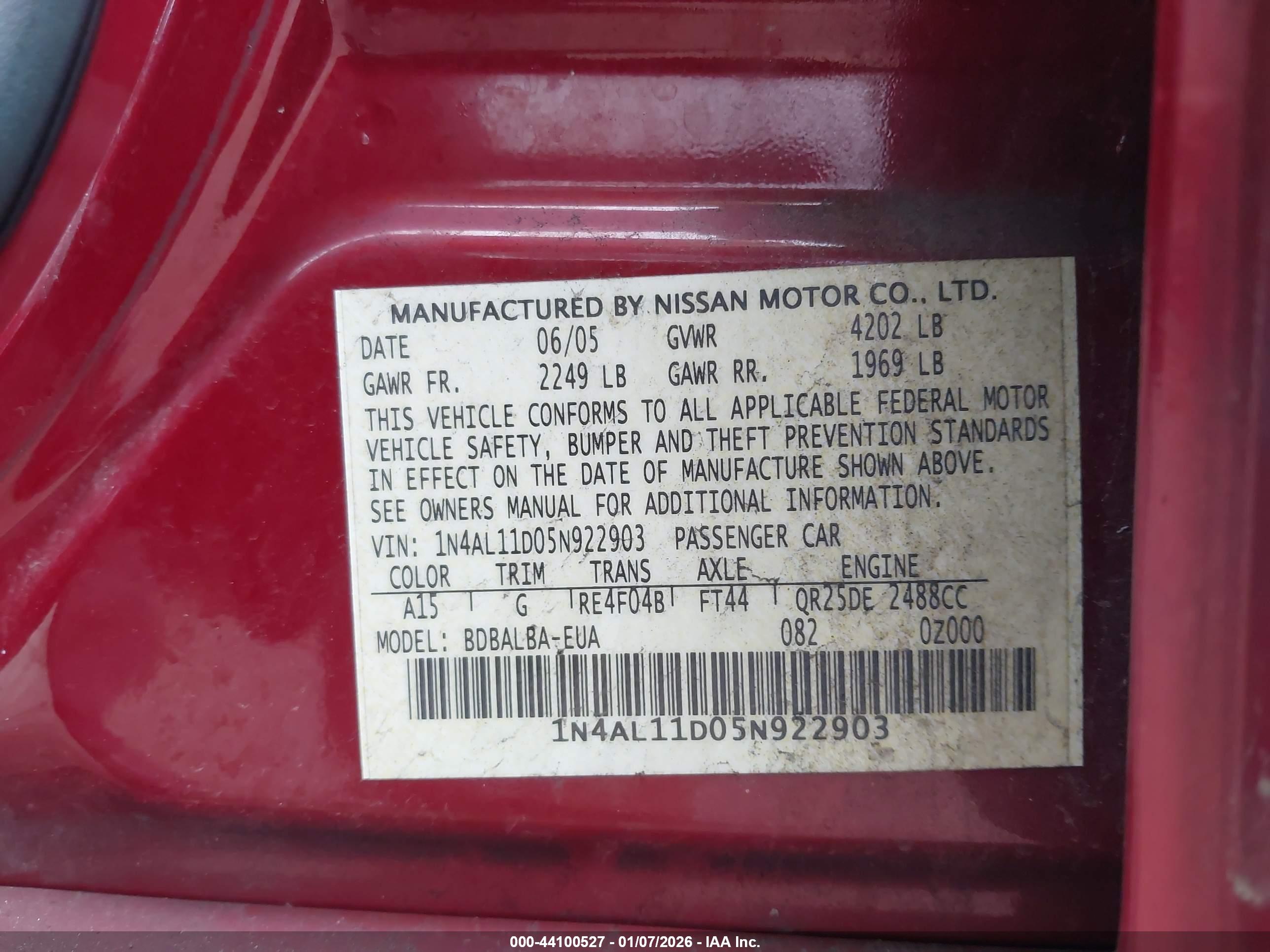 NISSAN ALTIMA image 9